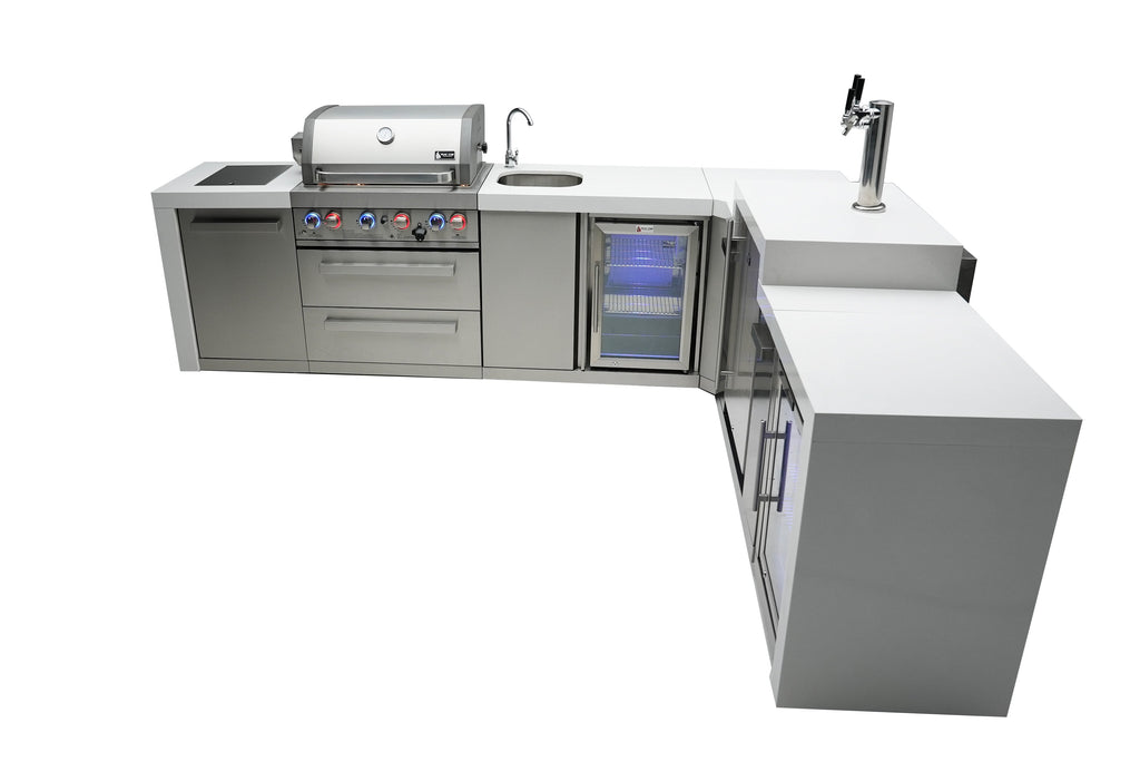 Mont Alpi 400 Deluxe Island with a 90 Degree Corner, Kegerator, Beverage Center and Fridge Cabinet - Wheatland Fireplace