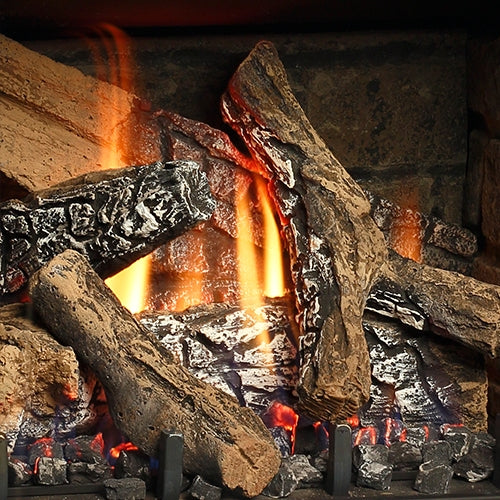 Log Set - Fiber - Five Piece Split Oak - Wheatland Fireplace