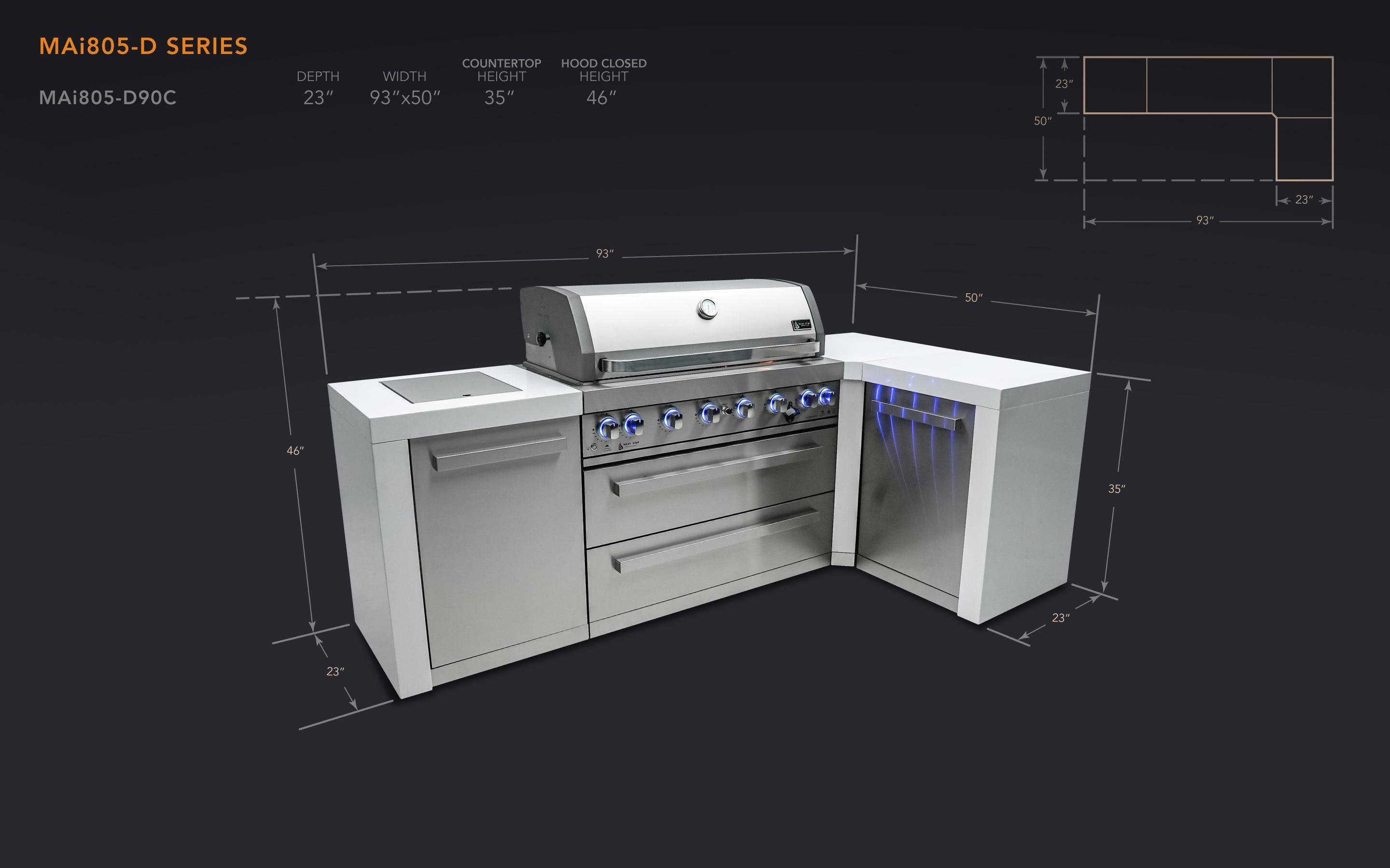 Mont Alpi 805 Deluxe Island with a 90 Degree Corner - Wheatland Fireplace