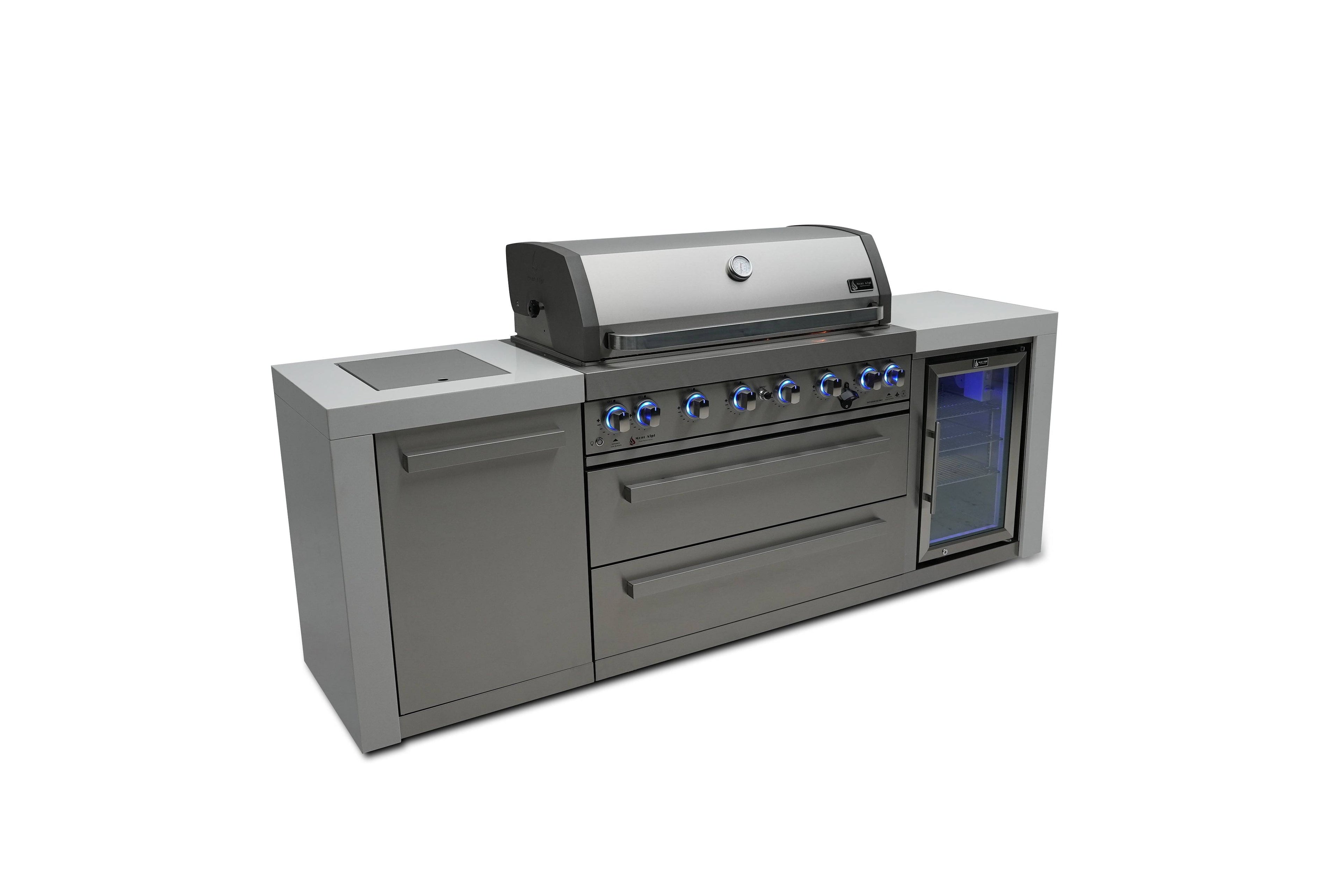 Mont Alpi 805 Deluxe Island with a Fridge Cabinet - Wheatland Fireplace