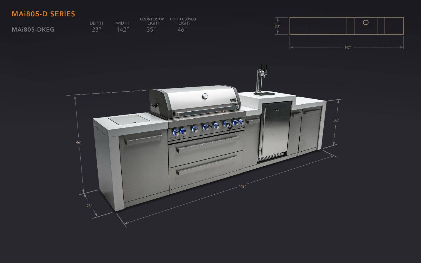 Mont Alpi 805 Deluxe Island with a Kegerator - Wheatland Fireplace