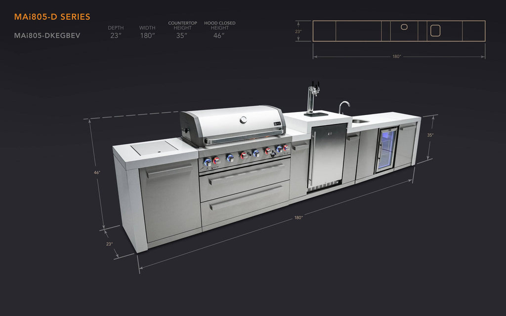 Mont Alpi 805 Deluxe Island with a Kegerator and a Beverage Center - Wheatland Fireplace