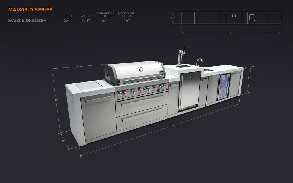 Mont Alpi 805 Deluxe Island with a Kegerator and a Beverage Center - Wheatland Fireplace