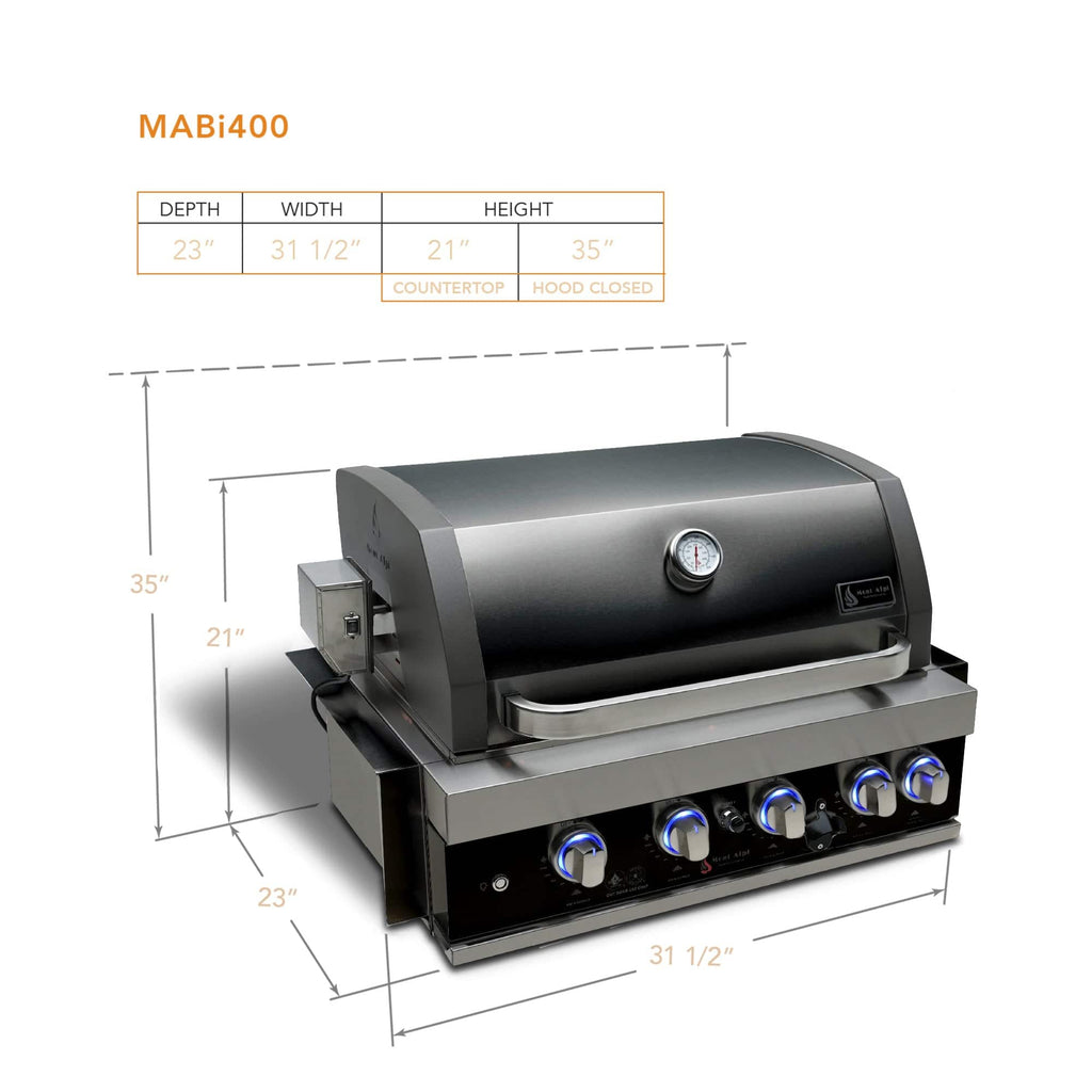 Mont Alpi 32" Black Stainless Built in Grill - Wheatland Fireplace