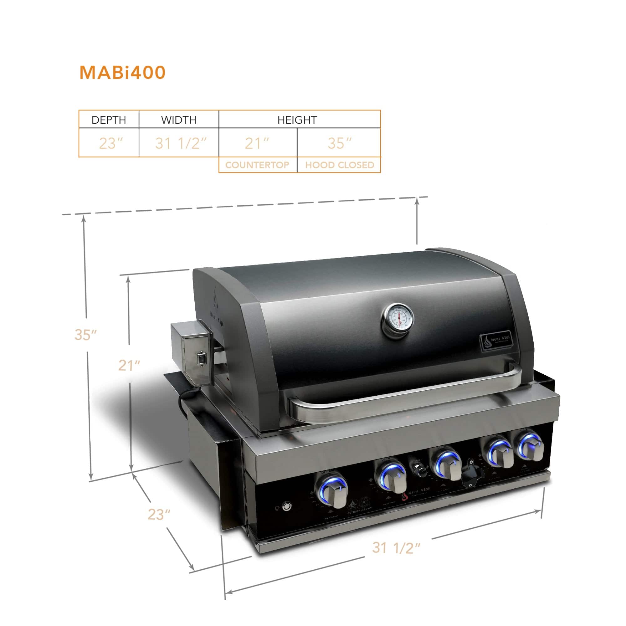 Mont Alpi 32" Black Stainless Built in Grill - Wheatland Fireplace