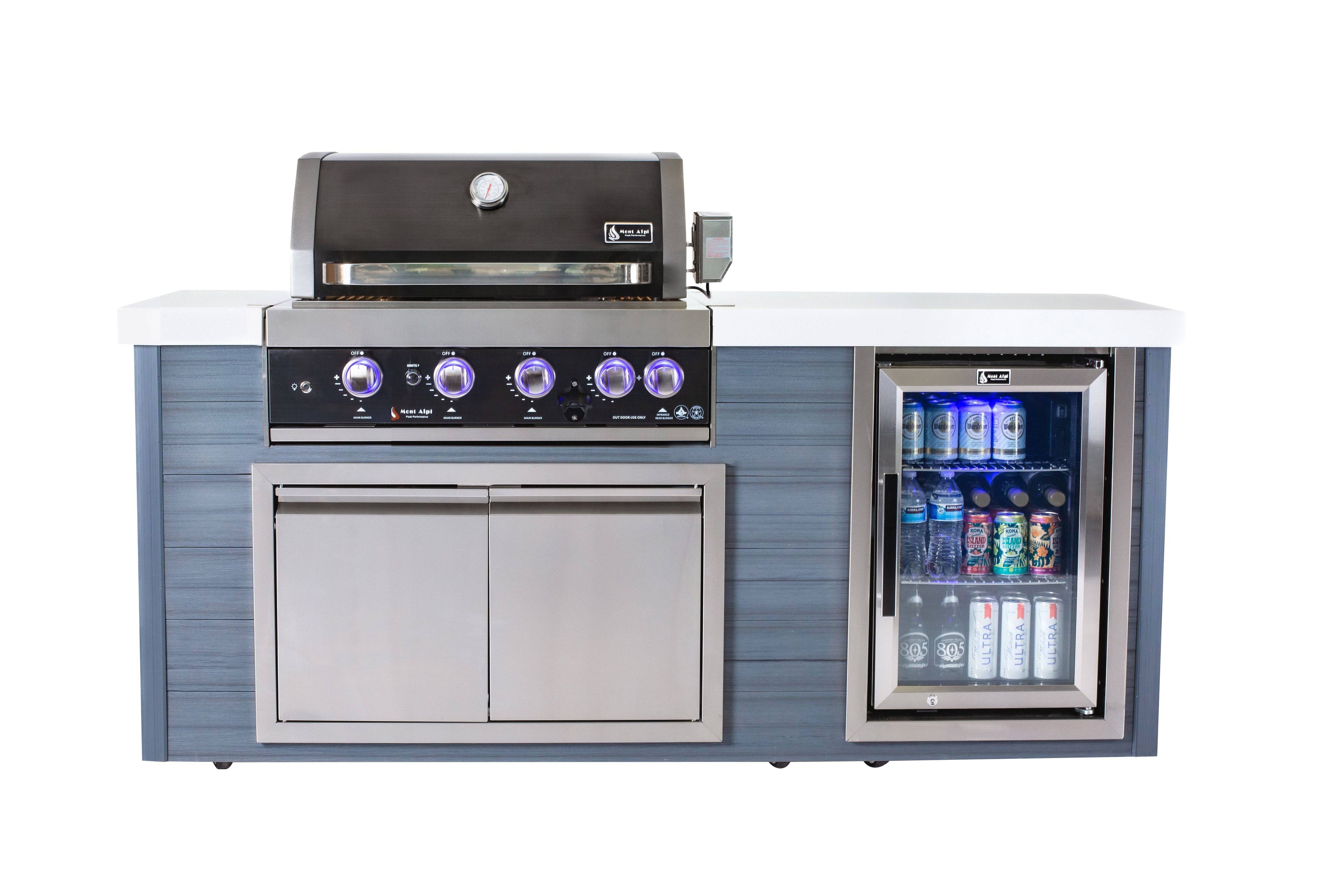 Mont Alpi 4 Burner Black Stainless Steel Artwood Outdoor Island Grill - Wheatland Fireplace
