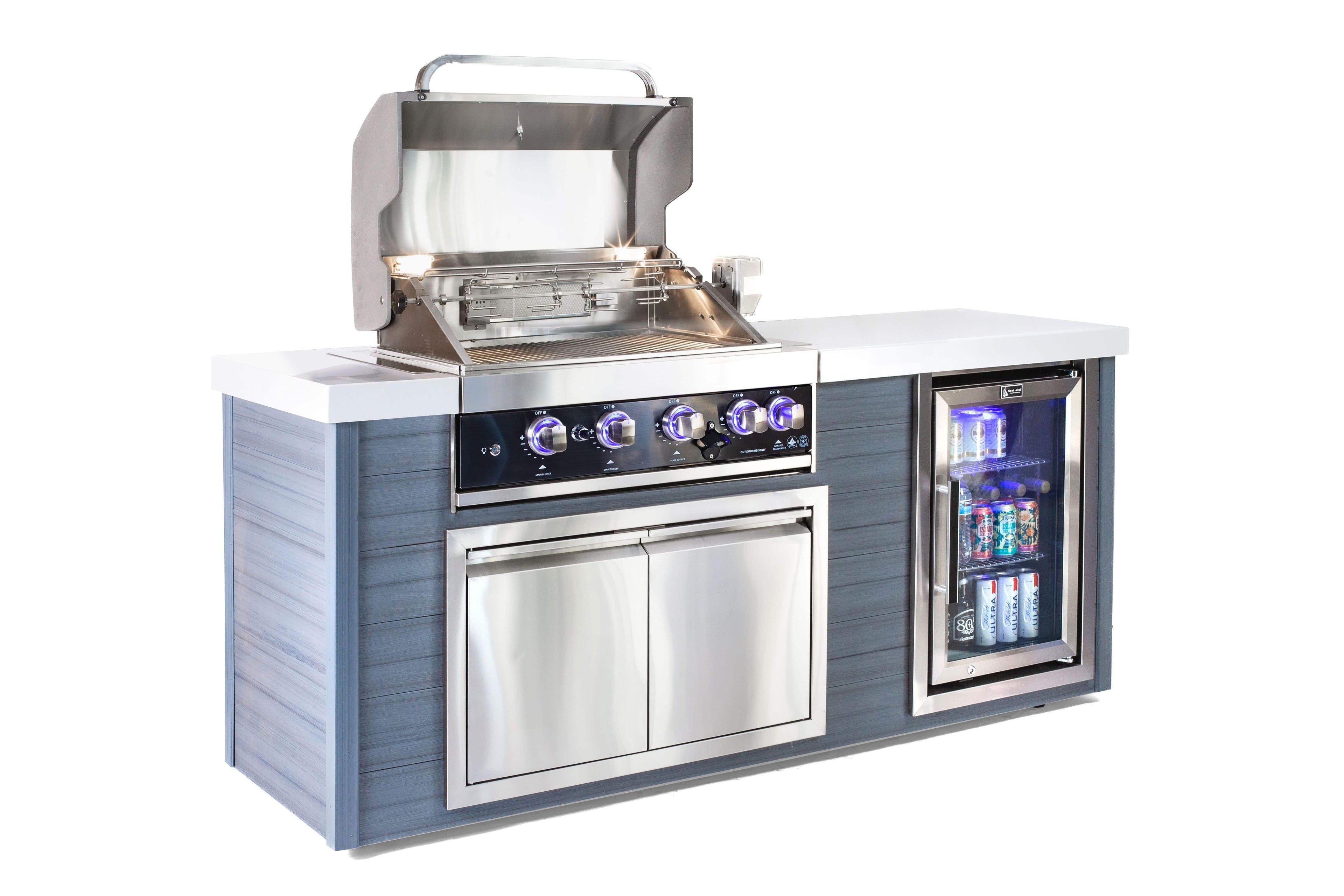 Mont Alpi 4 Burner Black Stainless Steel Artwood Outdoor Island Grill - Wheatland Fireplace