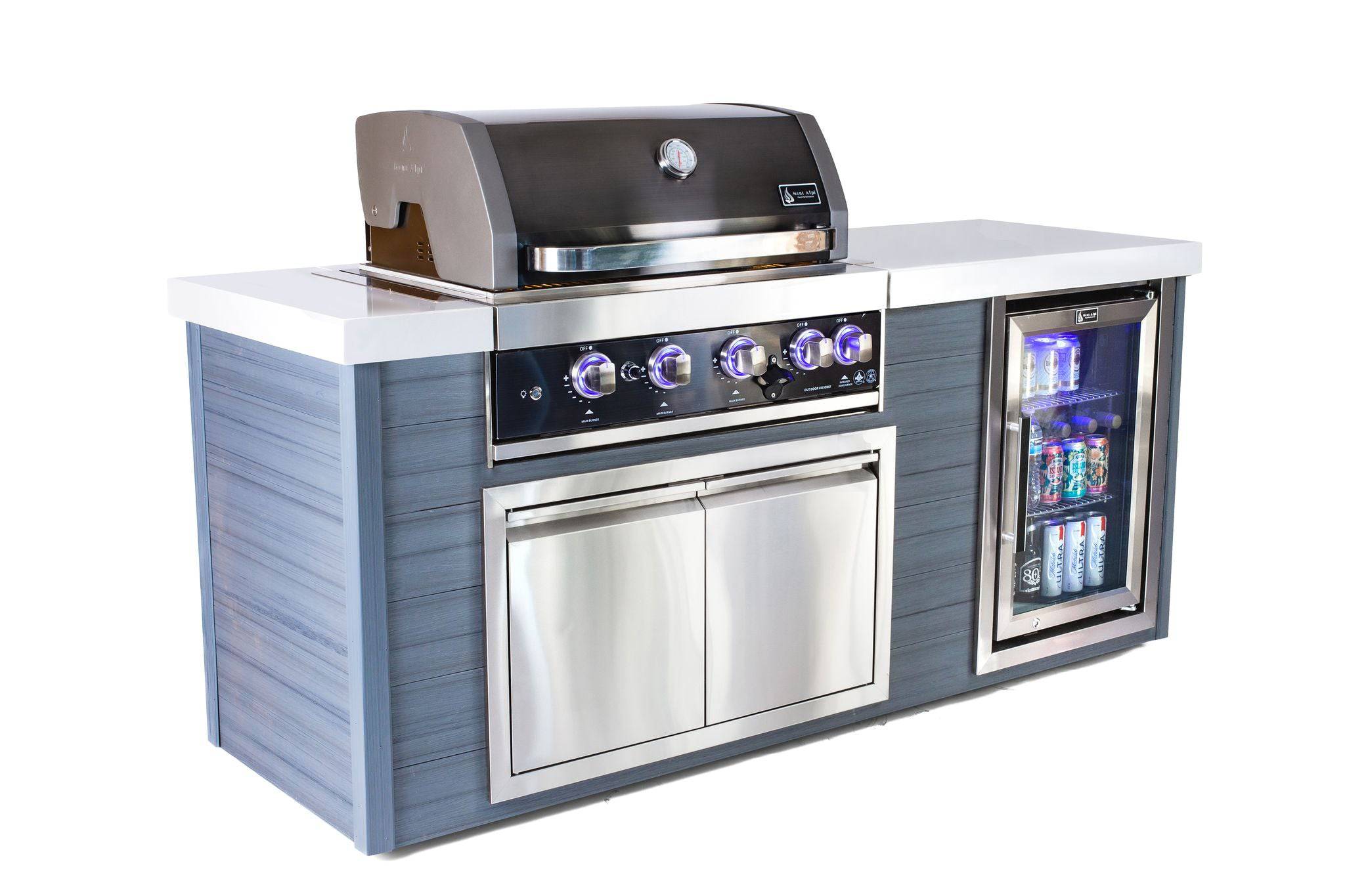 Mont Alpi 4 Burner Black Stainless Steel Artwood Outdoor Island Grill - Wheatland Fireplace