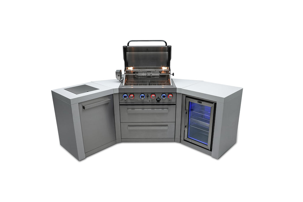 Mont Alpi 400 Deluxe Island with 45 Degree Corners and a Fridge Cabinet - Wheatland Fireplace