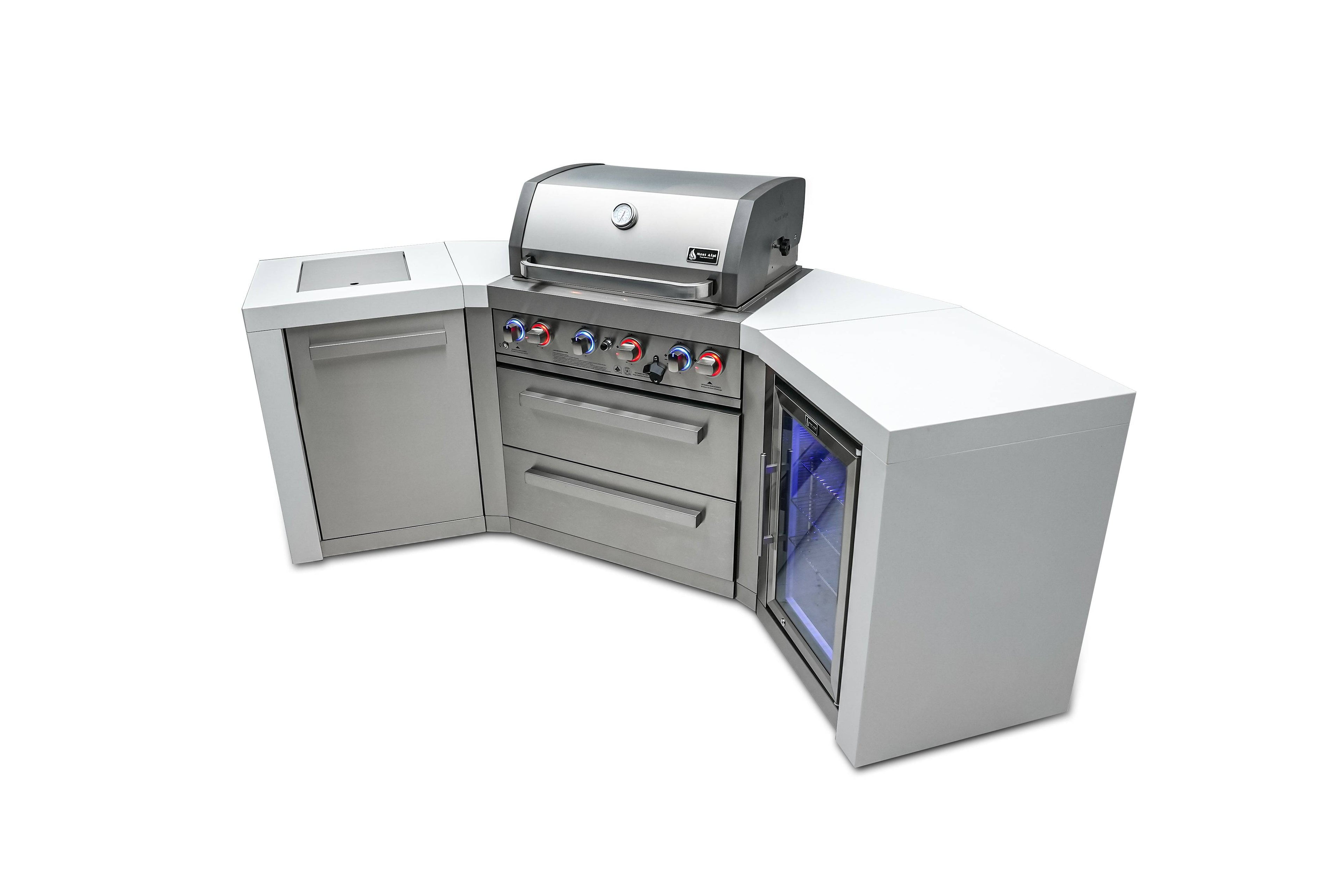 Mont Alpi 400 Deluxe Island with 45 Degree Corners and a Fridge Cabinet - Wheatland Fireplace