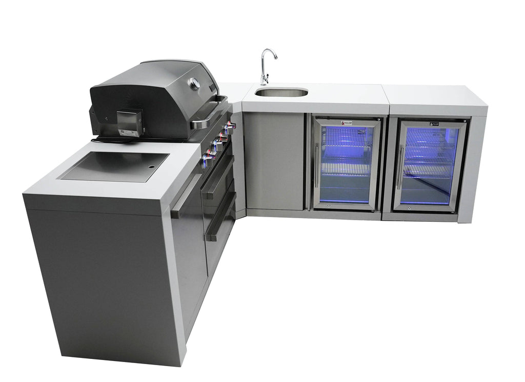 Mont Alpi 400 Deluxe Island with a 90 Degree Corner, Beverage center and Fridge Cabinet - Wheatland Fireplace