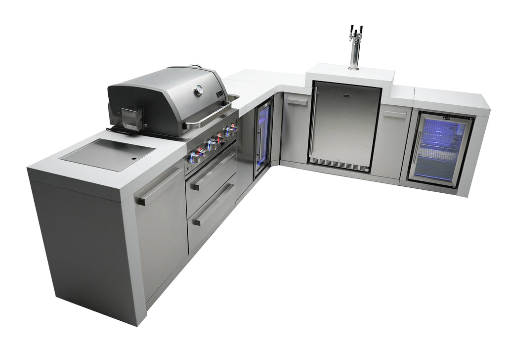 Mont Alpi 400 Deluxe Island with a 90 Degree Corner, Kegerator, Beverage Center and Fridge Cabinet - Wheatland Fireplace