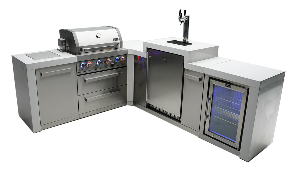 Mont Alpi 400 Deluxe Island with a 90 Degree Corner, Kegerator and Fridge Cabinet - Wheatland Fireplace