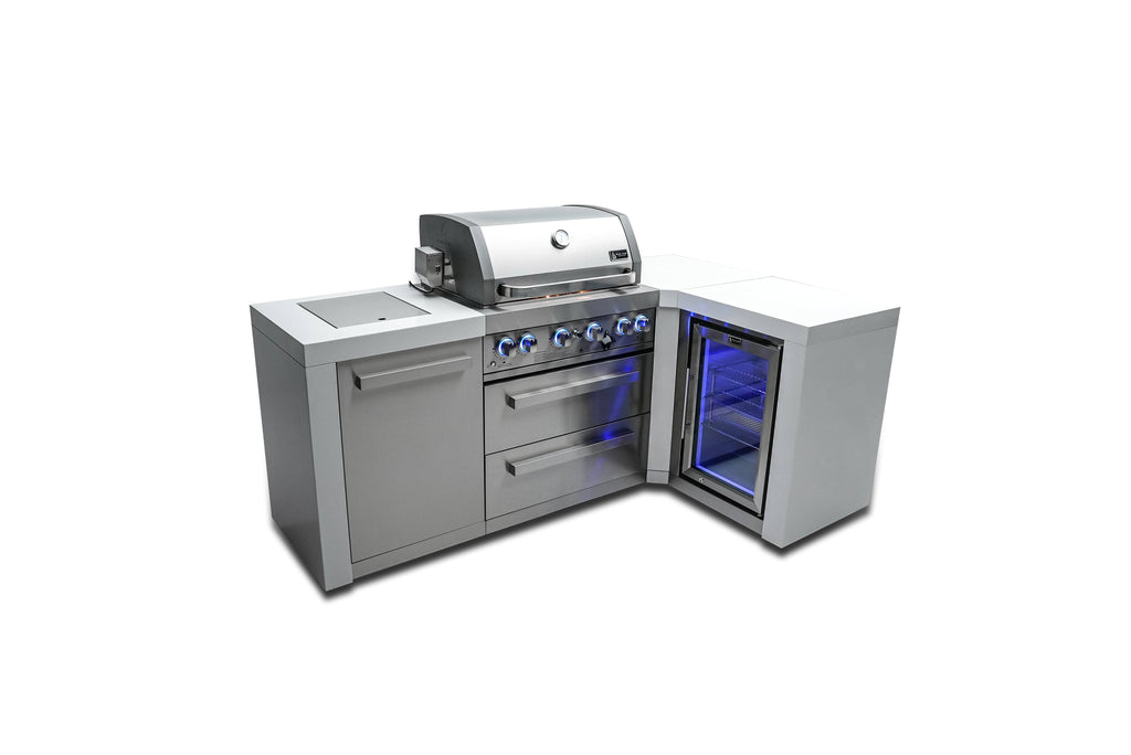 Mont Alpi 400 Deluxe Island with a 90 Degree Corner and a Fridge Cabinet - Wheatland Fireplace