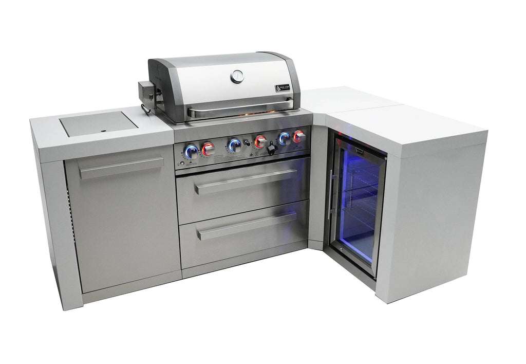 Mont Alpi 400 Deluxe Island with a 90 Degree Corner and a Fridge Cabinet - Wheatland Fireplace