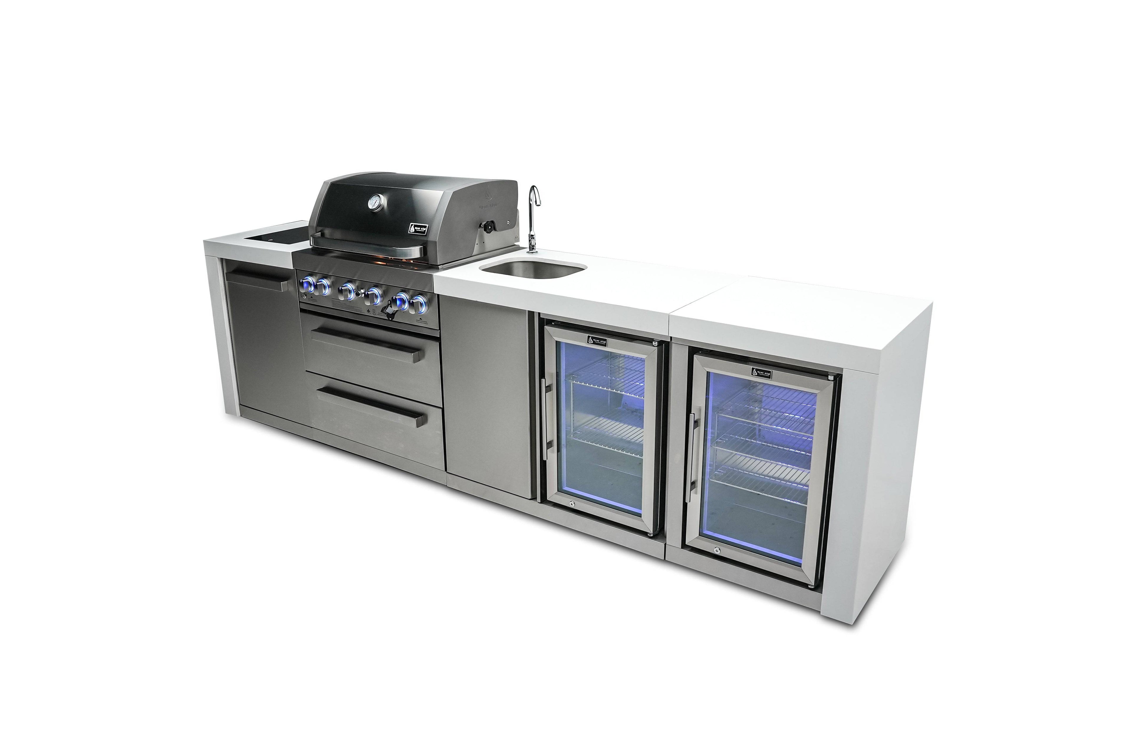 Mont Alpi 400 Deluxe Island with a Beverage Center and Fridge Cabinet - Wheatland Fireplace