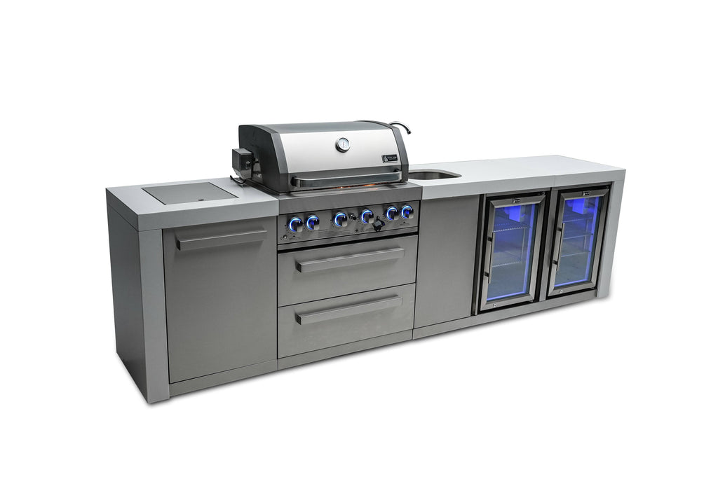 Mont Alpi 400 Deluxe Island with a Beverage Center and Fridge Cabinet - Wheatland Fireplace