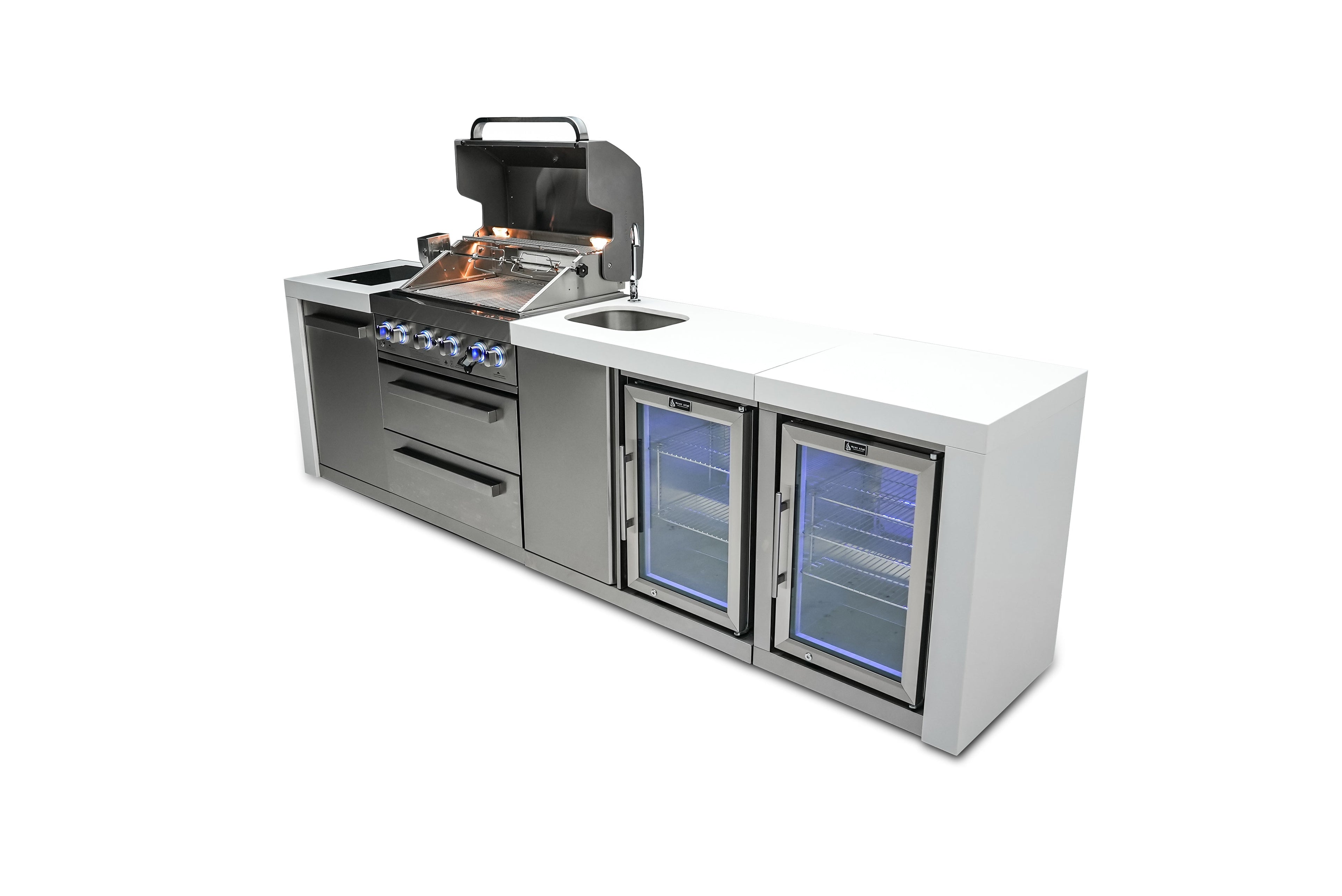 Mont Alpi 400 Deluxe Island with a Beverage Center and Fridge Cabinet - Wheatland Fireplace