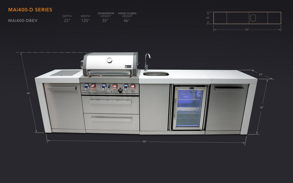 Mont Alpi 400 Deluxe Island with a Beverage center - Wheatland Fireplace