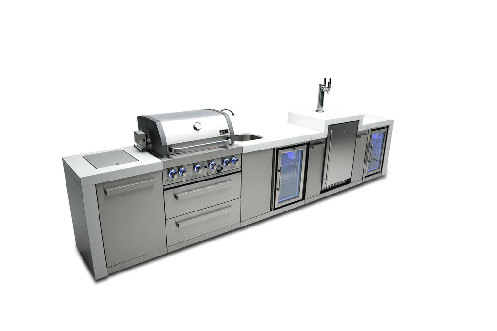 Mont Alpi 400 Deluxe Island with a Kegerator, Beverage Center and Fridge Cabinet - Wheatland Fireplace