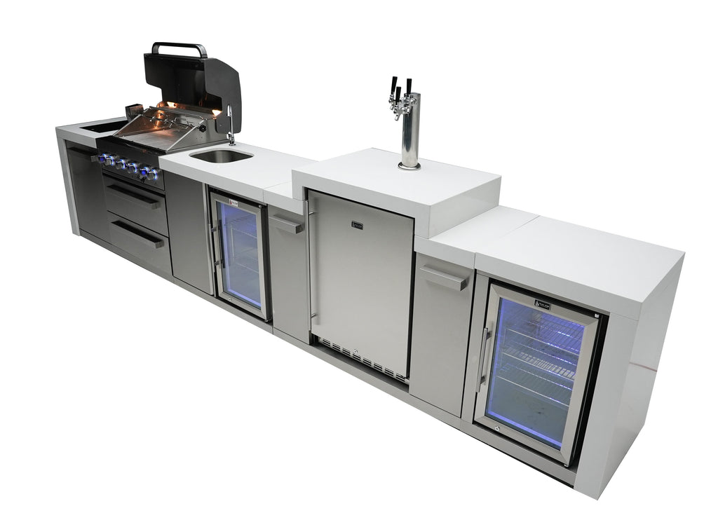 Mont Alpi 400 Deluxe Island with a Kegerator, Beverage Center and Fridge Cabinet - Wheatland Fireplace