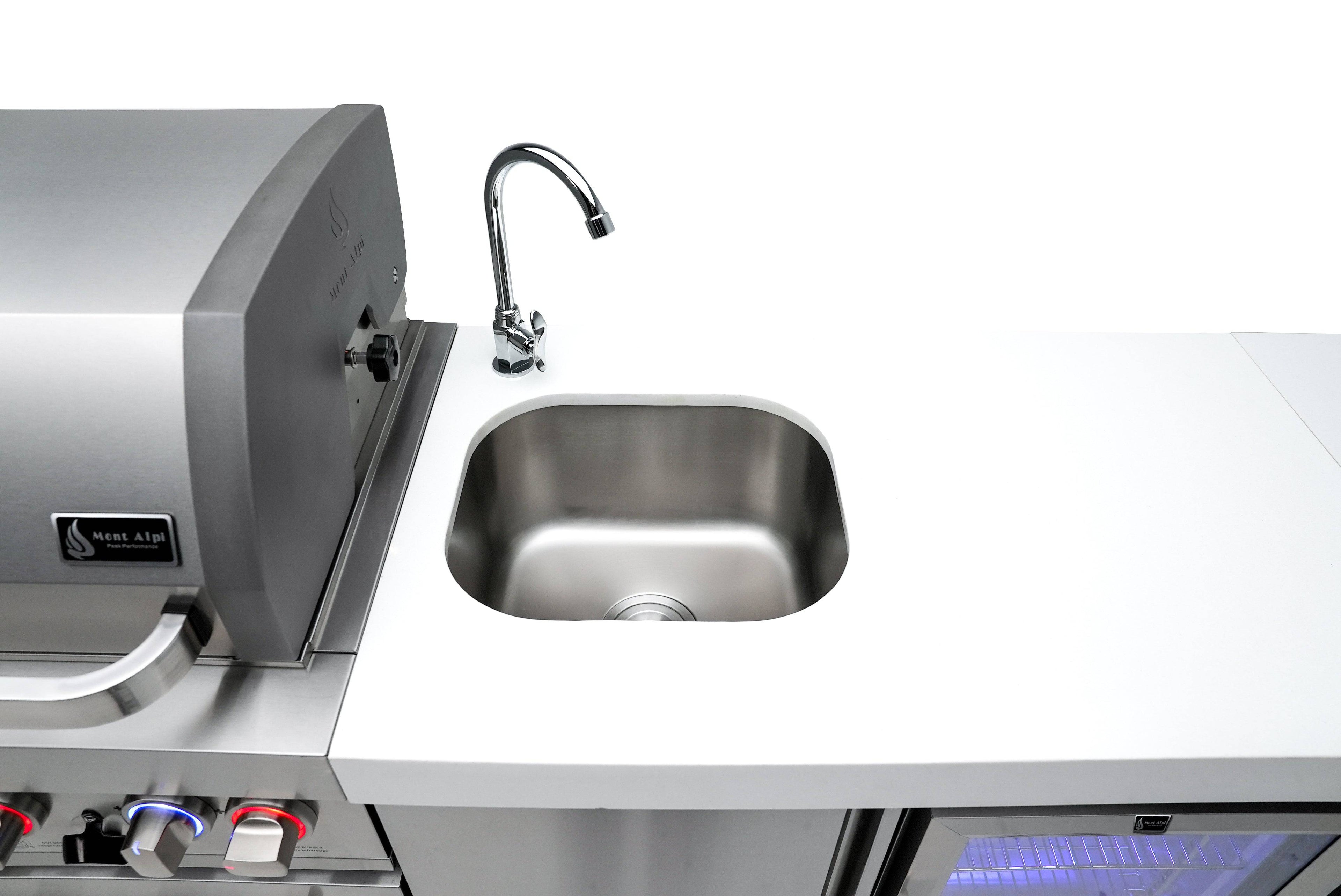 Mont Alpi 400 Deluxe Island with a Kegerator, Beverage Center and Fridge Cabinet - Wheatland Fireplace