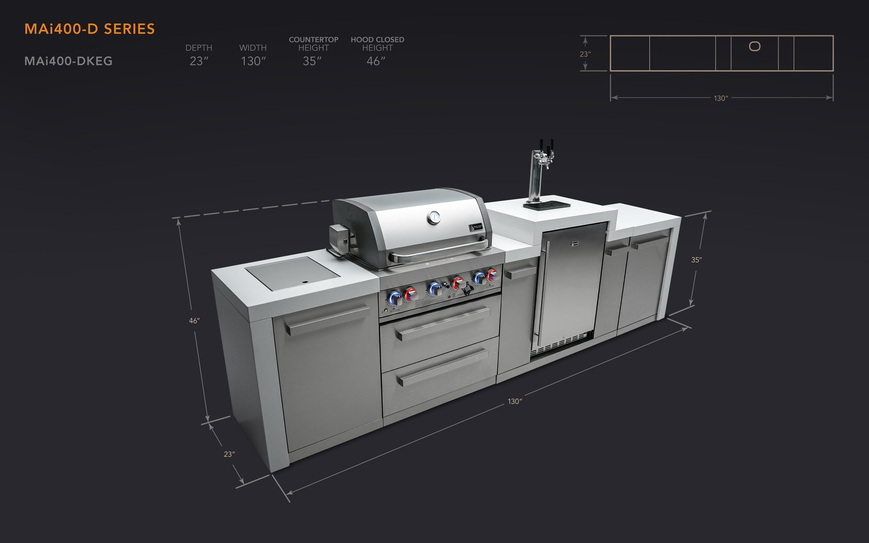 Mont Alpi 400 Deluxe Island with a Kegerator - Wheatland Fireplace
