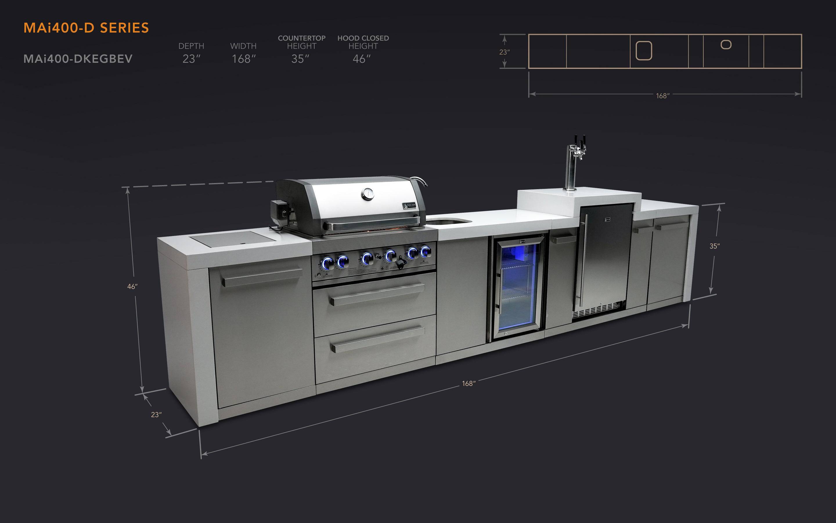 Mont Alpi 400 Deluxe Island with a Kegerator and a Beverage Center - Wheatland Fireplace