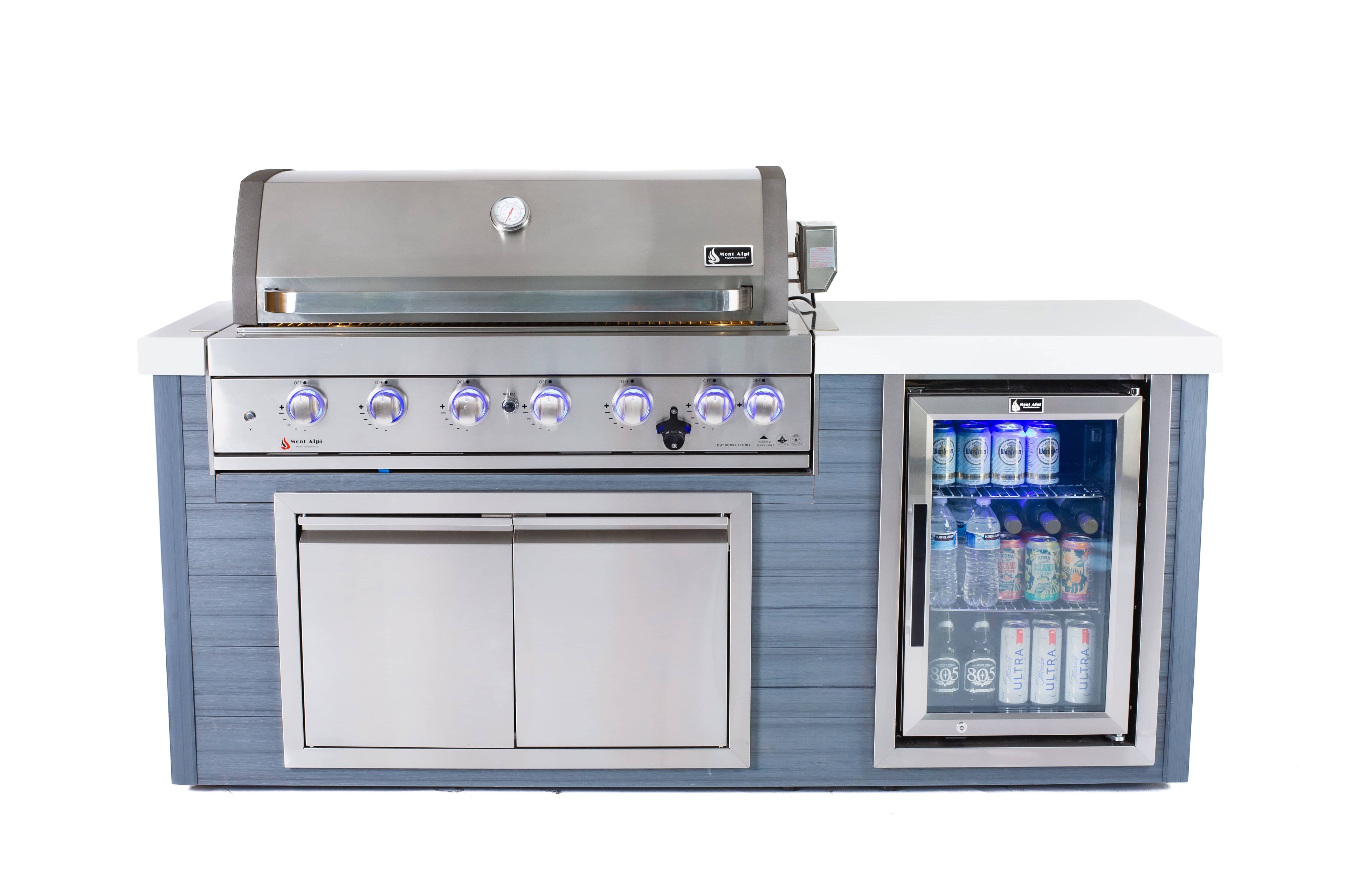 Mont Alpi 6-Burner Stainless Steel Art-wood Outdoor Island Grill - Wheatland Fireplace