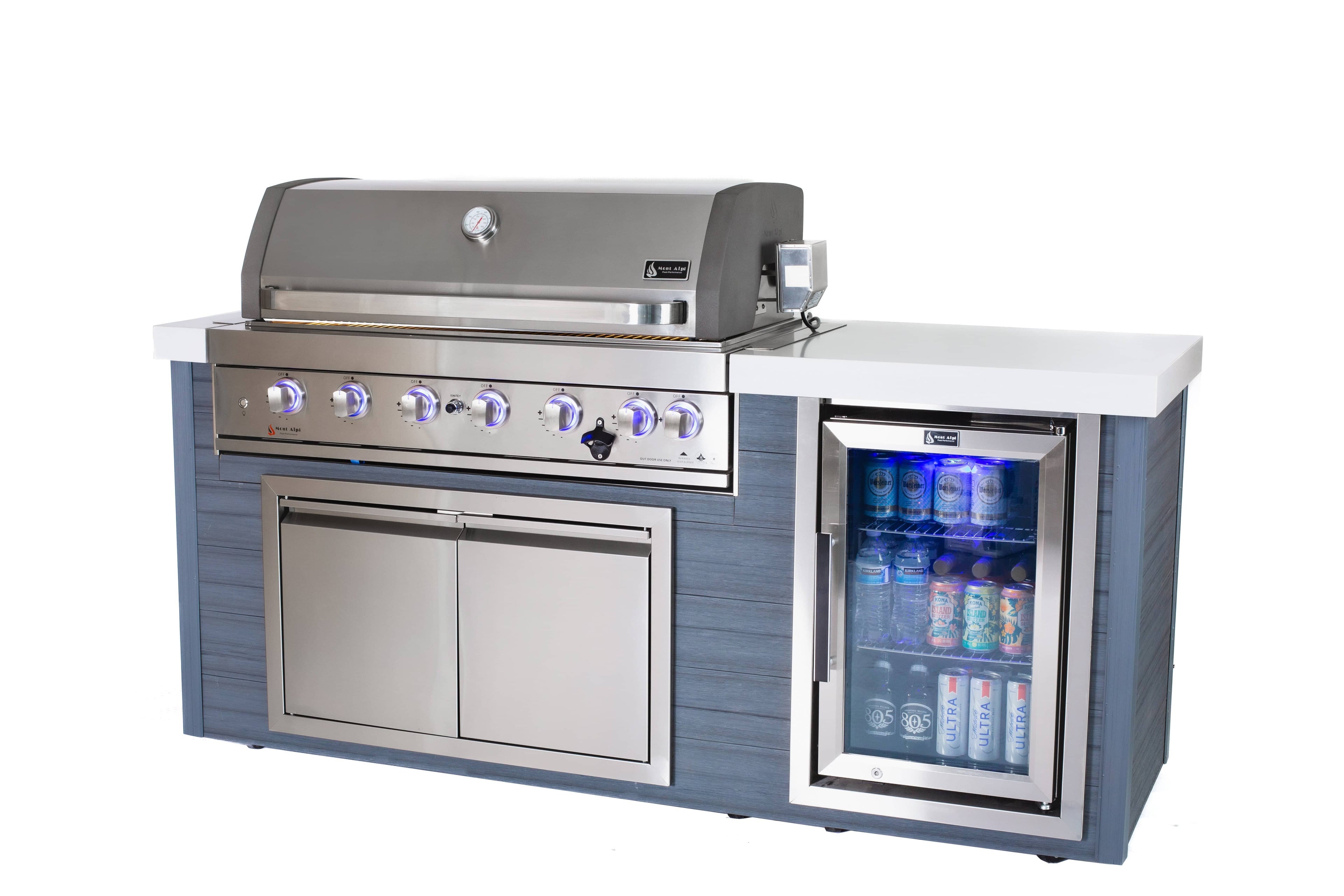 Mont Alpi 6-Burner Stainless Steel Art-wood Outdoor Island Grill - Wheatland Fireplace