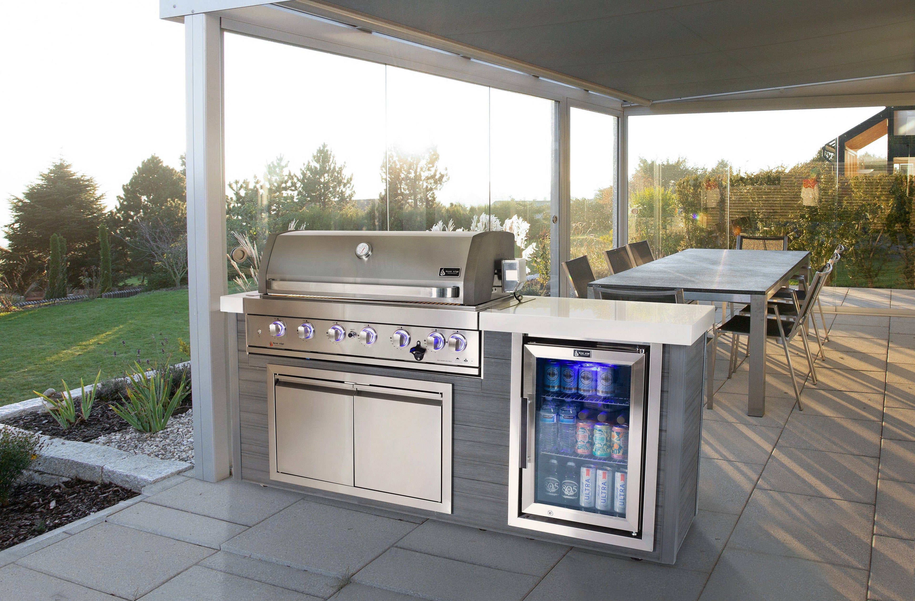 Mont Alpi 6-Burner Stainless Steel Art-wood Outdoor Island Grill - Wheatland Fireplace