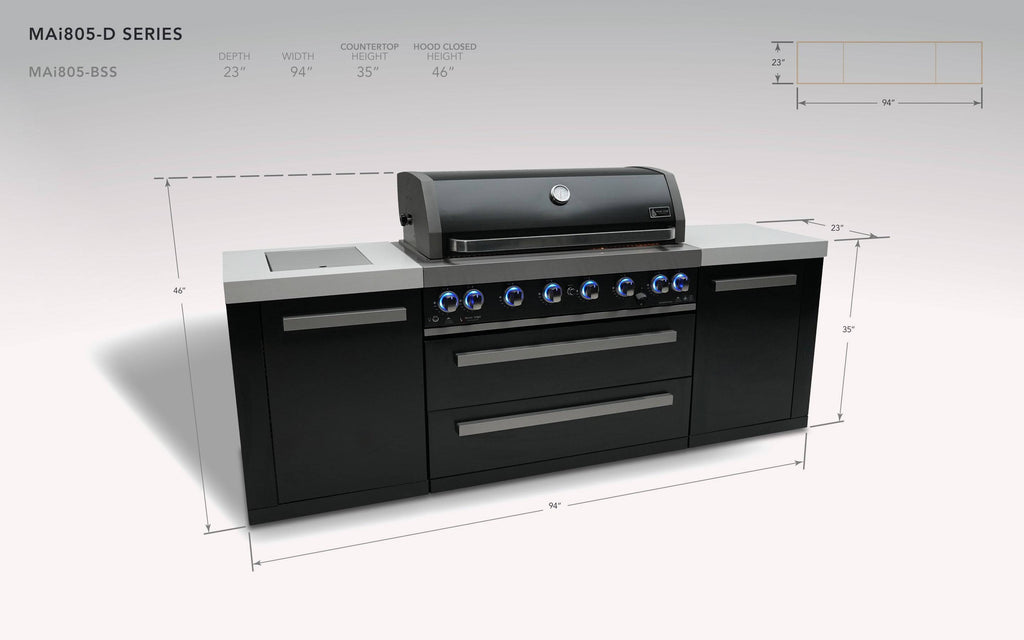 Mont Alpi 805 Black Stainless Steel Island - Wheatland Fireplace