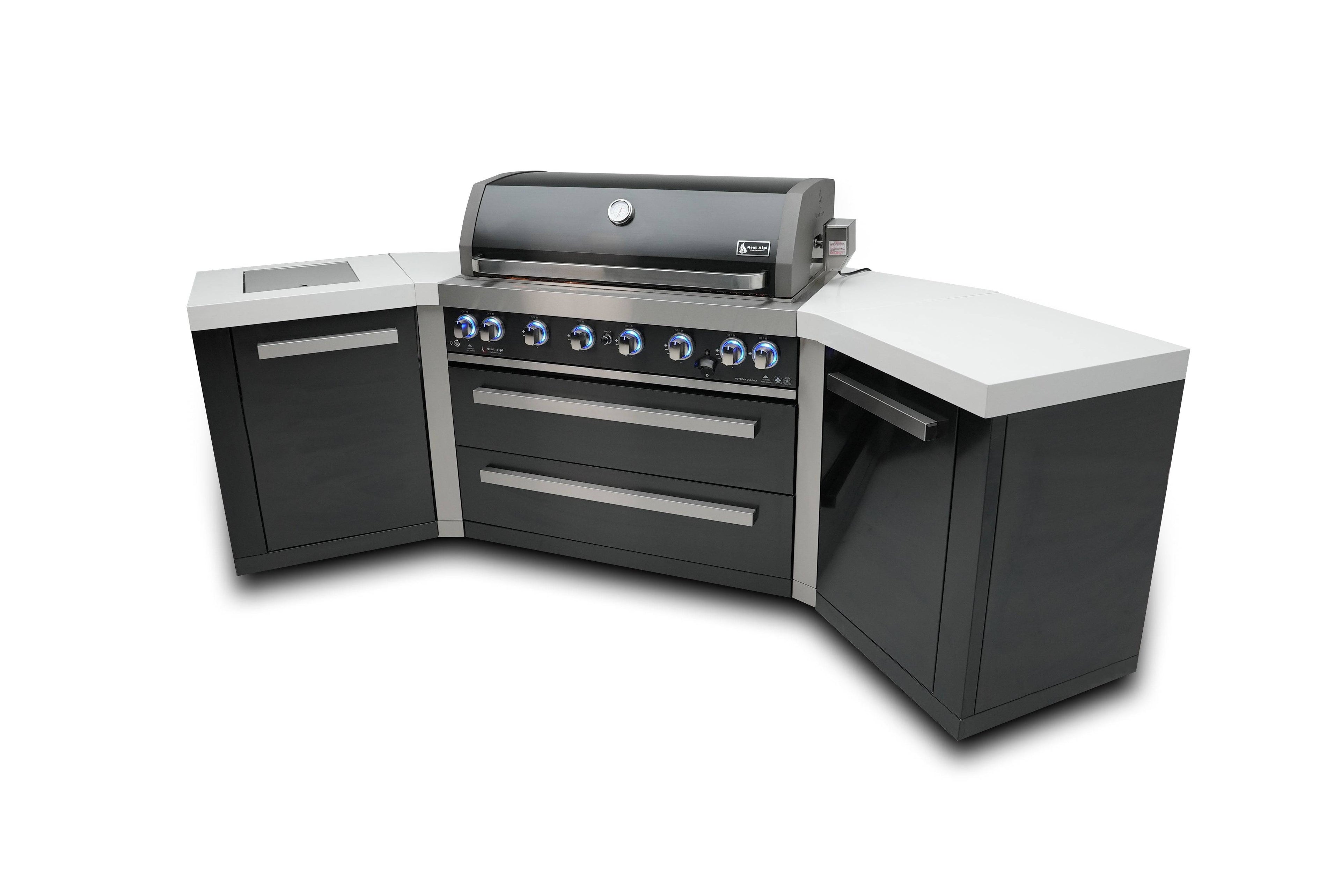 Mont Alpi 805 Black Stainless Steel Island with 45 Degree Corners - Wheatland Fireplace