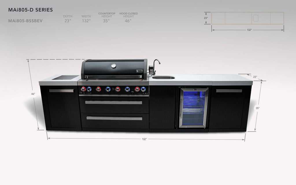 Mont Alpi 805 Black Stainless Steel Island with a Beverage center - Wheatland Fireplace