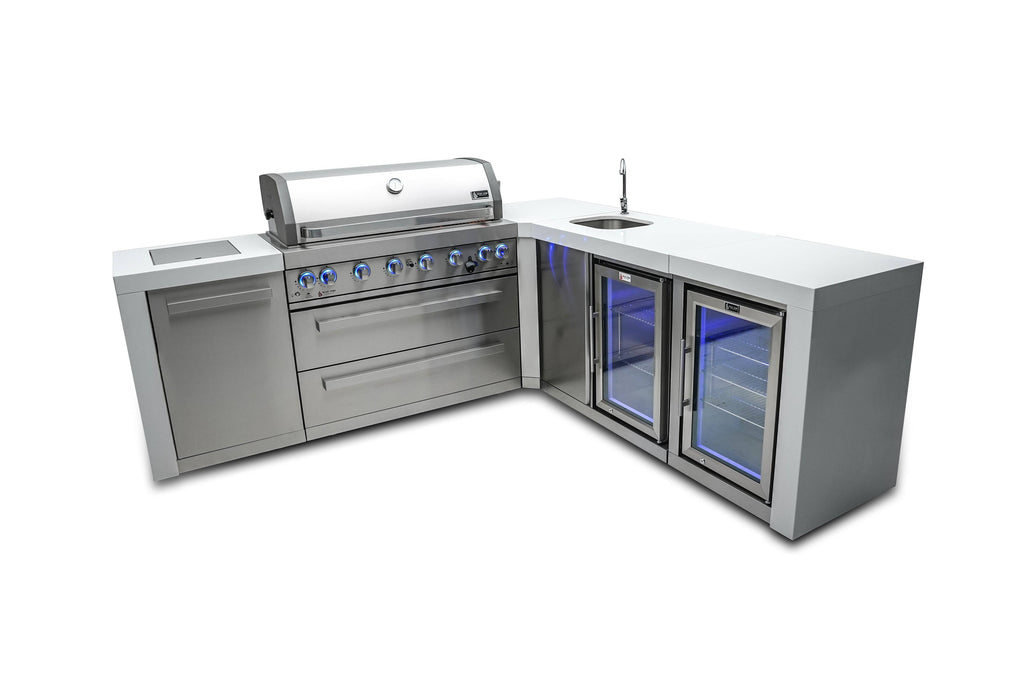 Mont Alpi 805 Deluxe Island with a 90 Degree Corner, Beverage center and Fridge Cabinet - Wheatland Fireplace