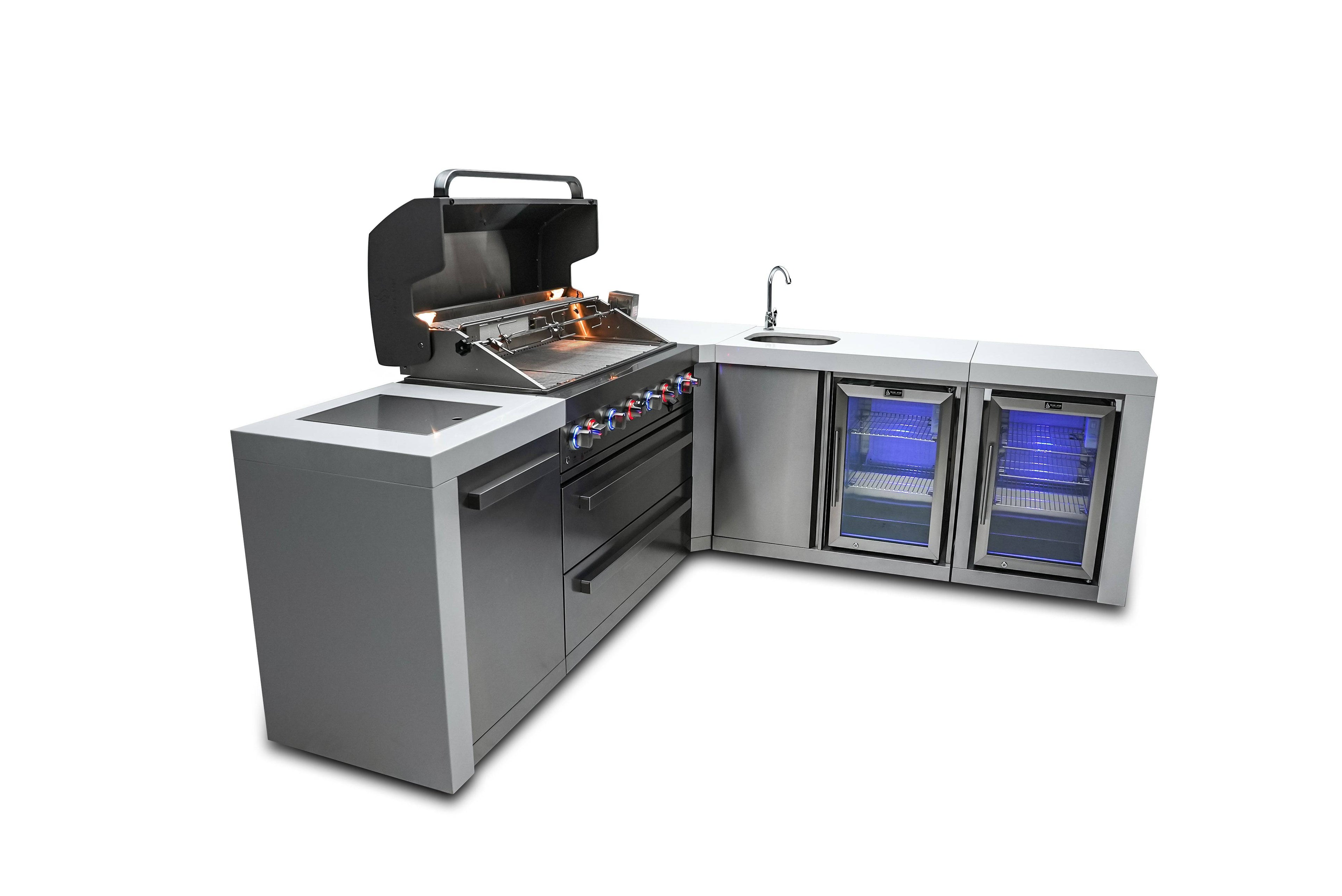 Mont Alpi 805 Deluxe Island with a 90 Degree Corner, Beverage center and Fridge Cabinet - Wheatland Fireplace