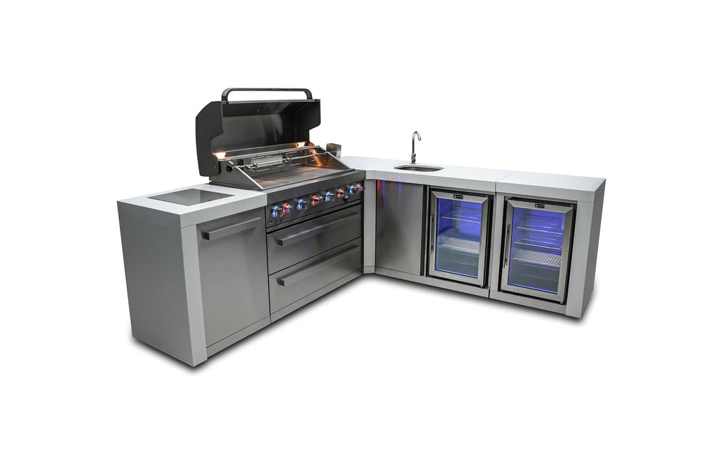 Mont Alpi 805 Deluxe Island with a 90 Degree Corner, Beverage center and Fridge Cabinet - Wheatland Fireplace