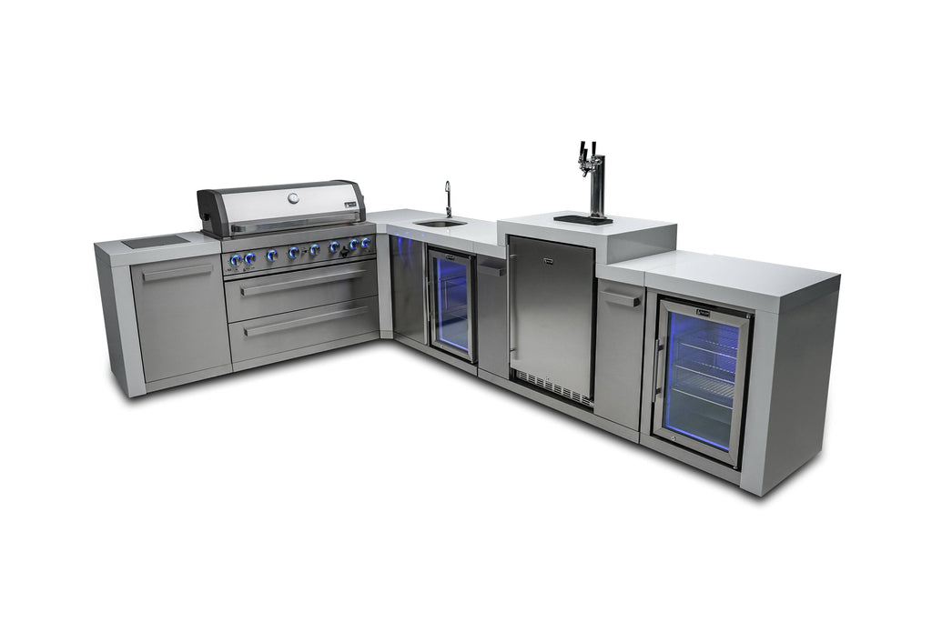 Mont Alpi 805 Deluxe Island with a 90 Degree Corner, Kegerator, Beverage Center and Fridge Cabinet - Wheatland Fireplace