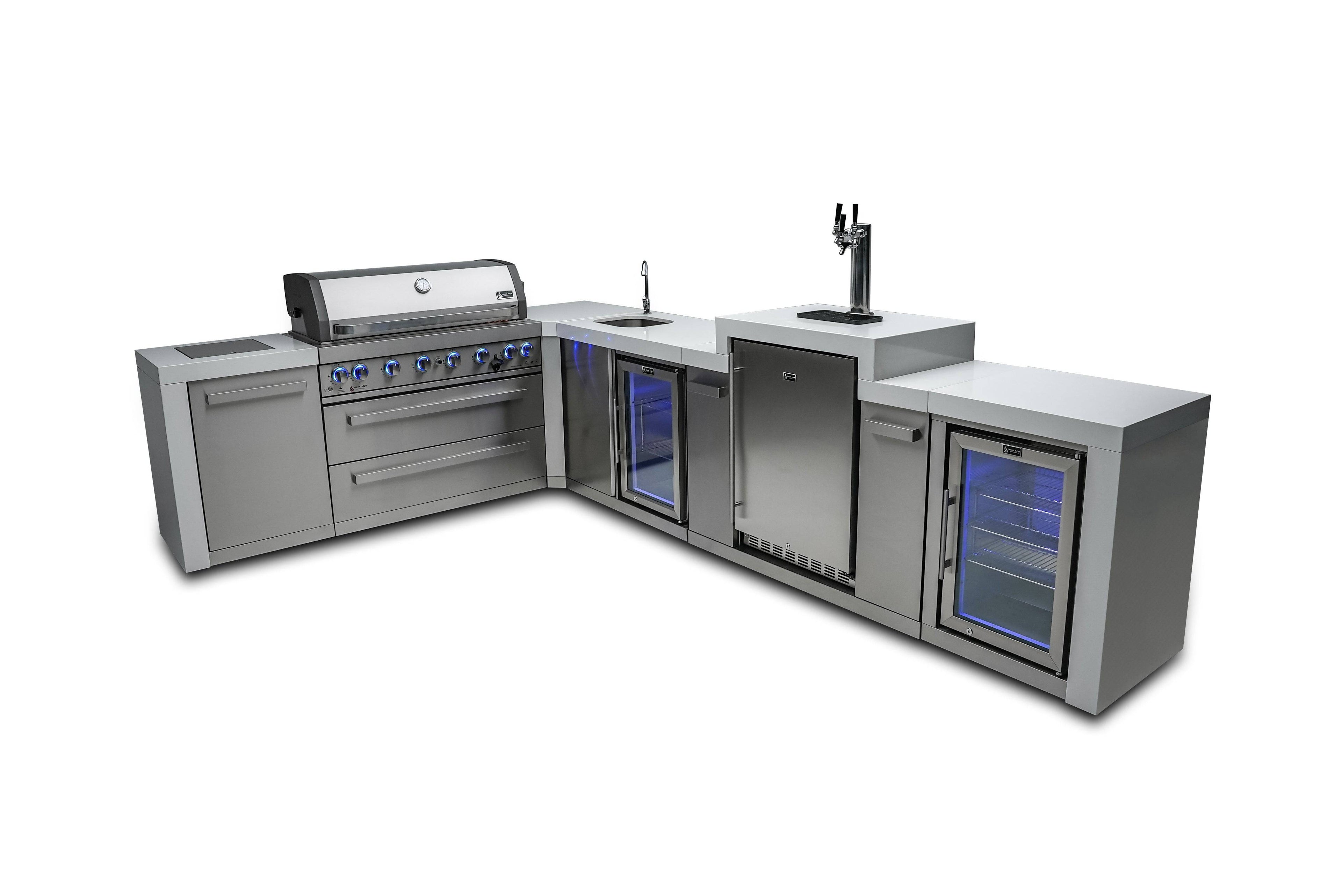 Mont Alpi 805 Deluxe Island with a 90 Degree Corner, Kegerator, Beverage Center and Fridge Cabinet - Wheatland Fireplace