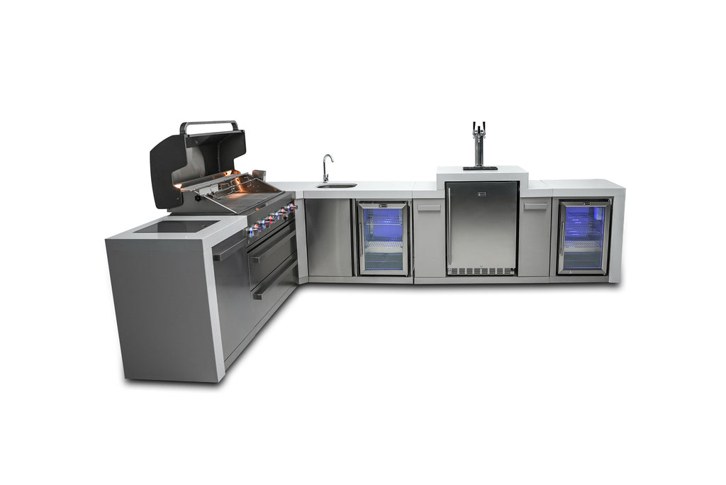 Mont Alpi 805 Deluxe Island with a 90 Degree Corner, Kegerator, Beverage Center and Fridge Cabinet - Wheatland Fireplace