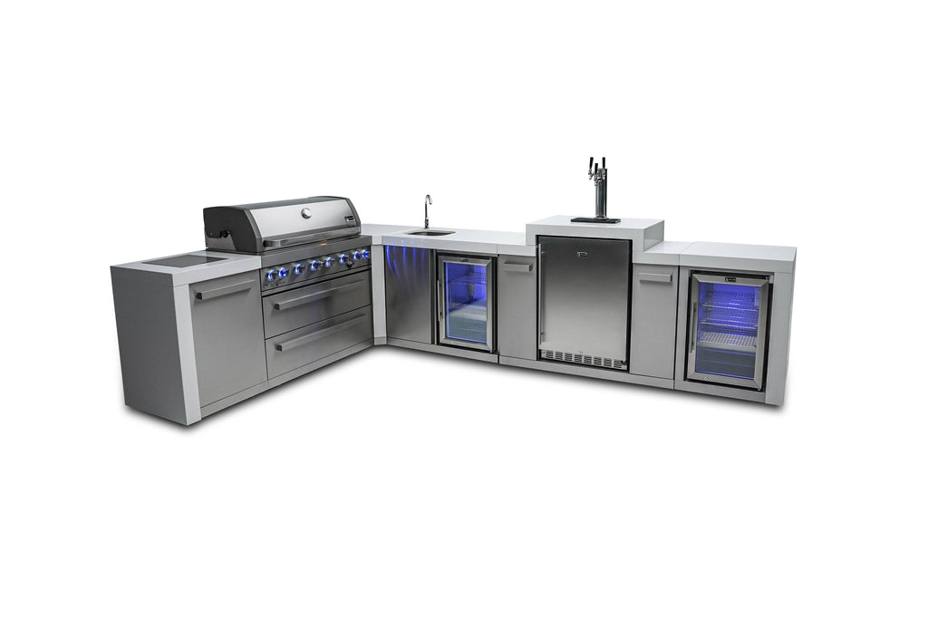 Mont Alpi 805 Deluxe Island with a 90 Degree Corner, Kegerator, Beverage Center and Fridge Cabinet - Wheatland Fireplace