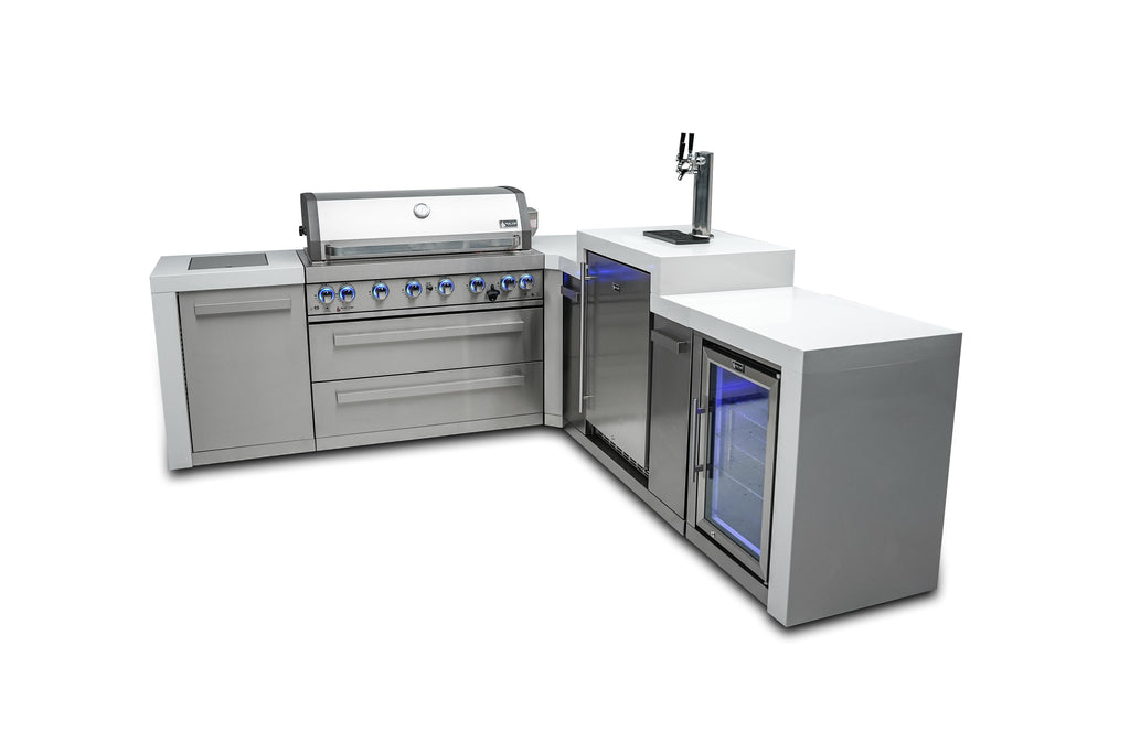 Mont Alpi 805 Deluxe Island with a 90 Degree Corner, Kegerator and Fridge Cabinet - Wheatland Fireplace