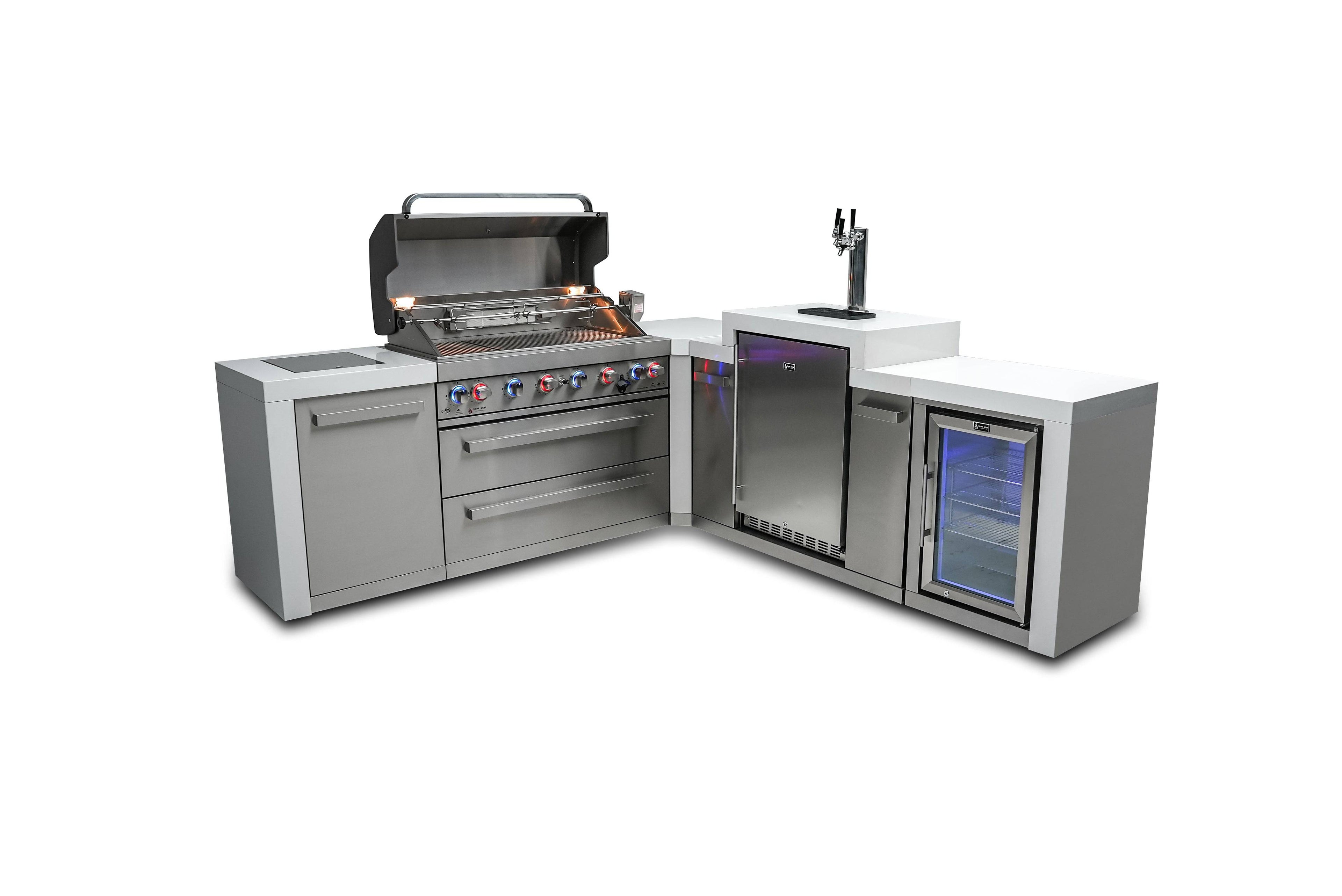 Mont Alpi 805 Deluxe Island with a 90 Degree Corner, Kegerator and Fridge Cabinet - Wheatland Fireplace