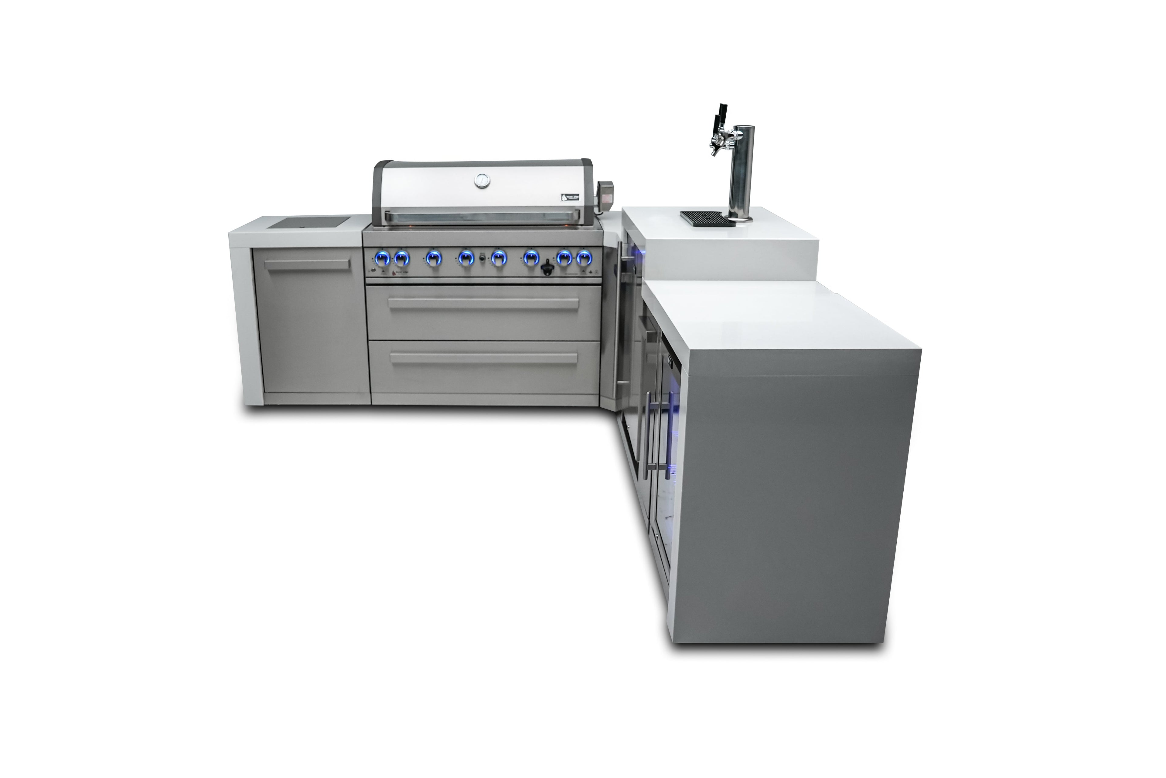 Mont Alpi 805 Deluxe Island with a 90 Degree Corner, Kegerator and Fridge Cabinet - Wheatland Fireplace