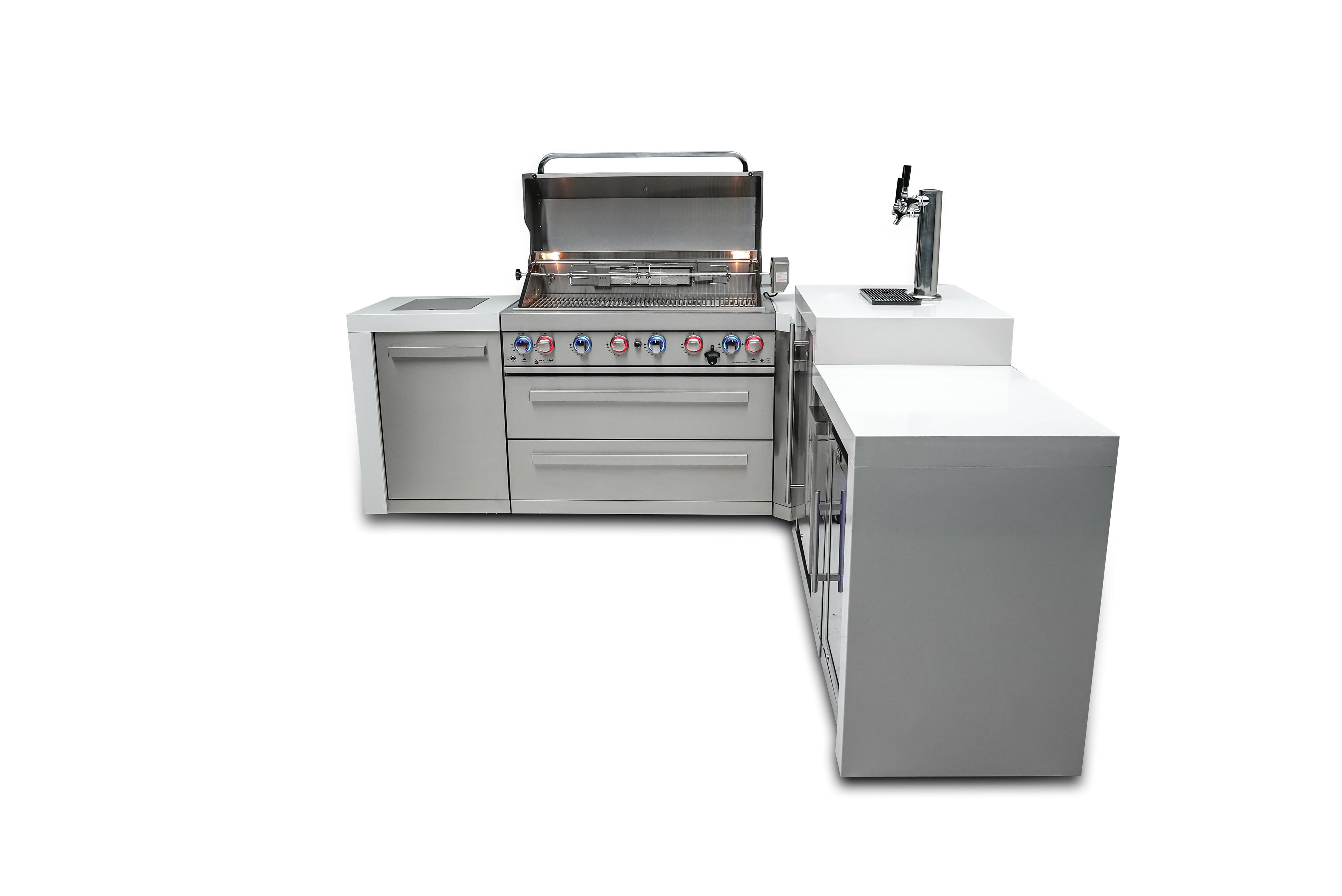 Mont Alpi 805 Deluxe Island with a 90 Degree Corner, Kegerator and Fridge Cabinet - Wheatland Fireplace