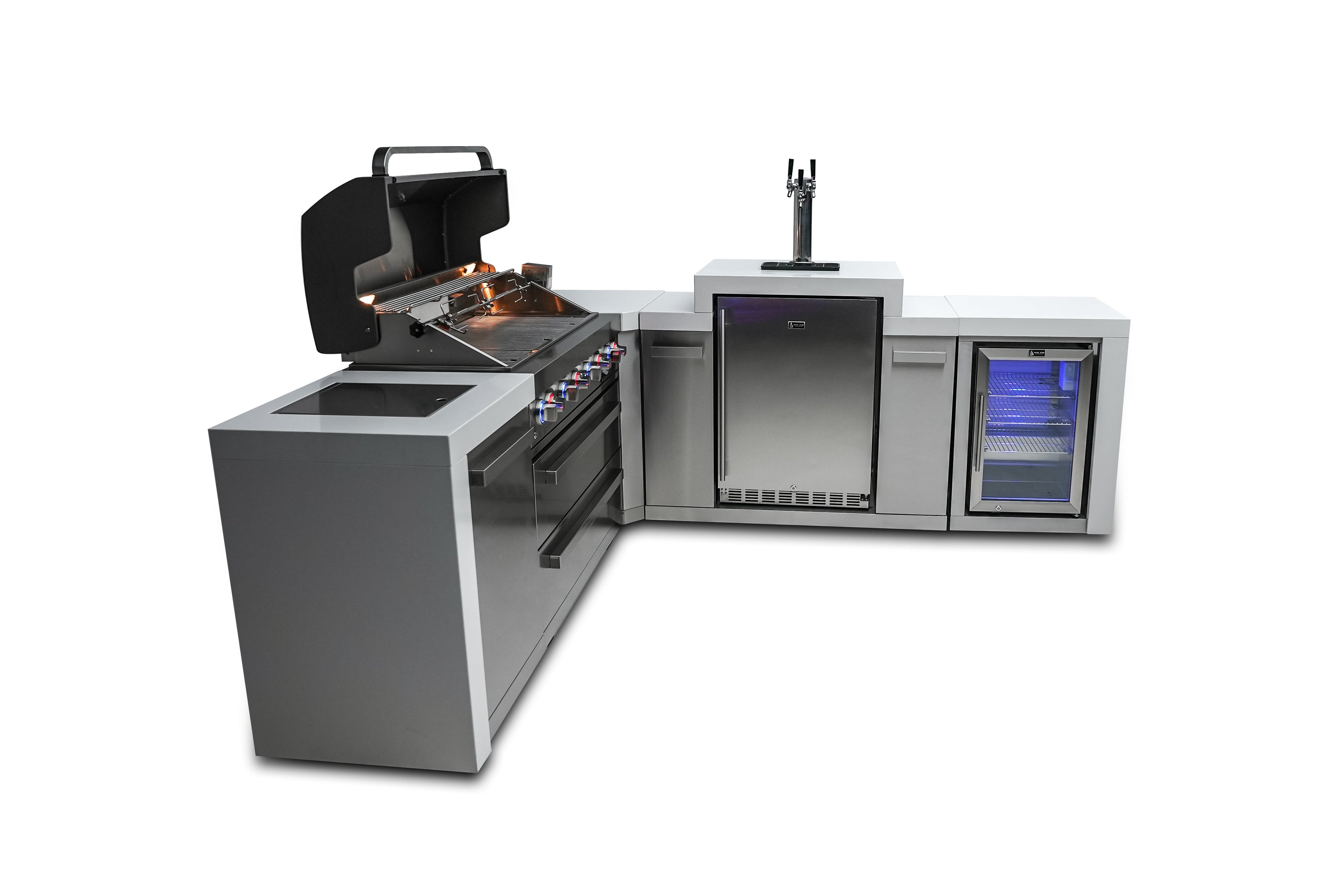 Mont Alpi 805 Deluxe Island with a 90 Degree Corner, Kegerator and Fridge Cabinet - Wheatland Fireplace