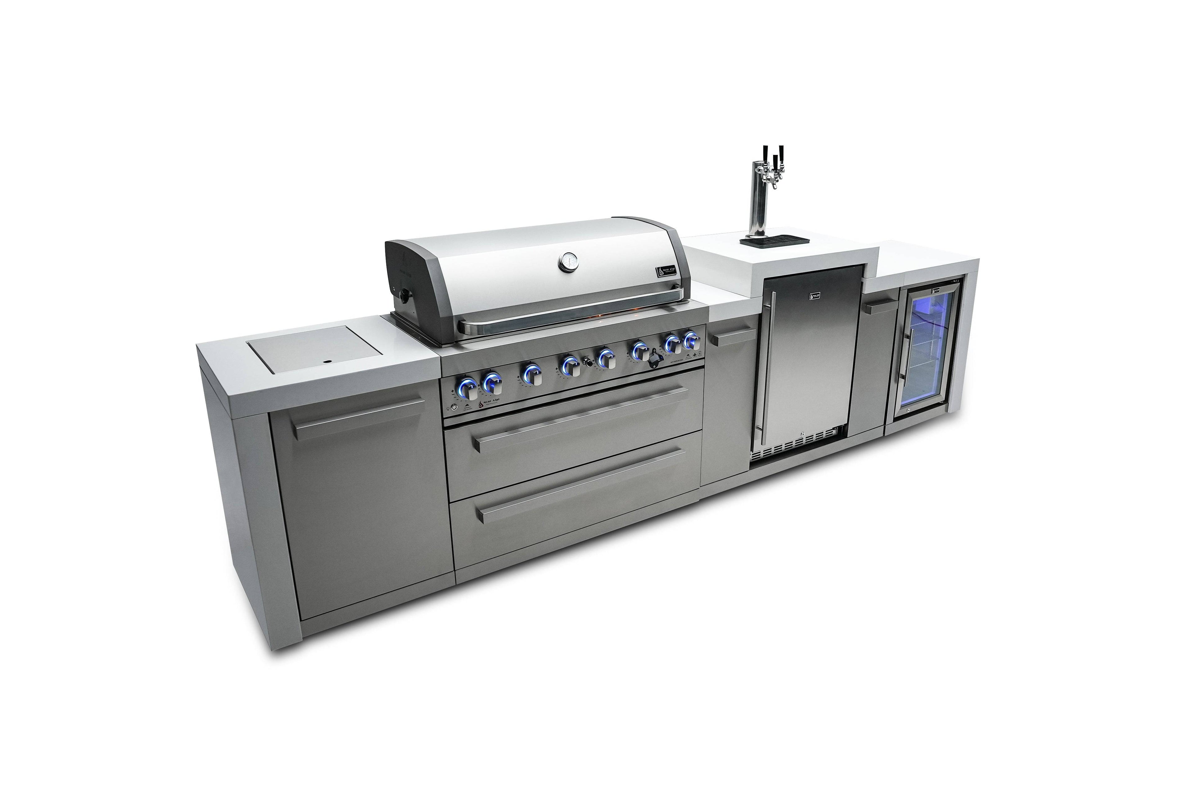 Mont Alpi 805 Deluxe Island with a Kegerator and  Fridge Cabinet - Wheatland Fireplace