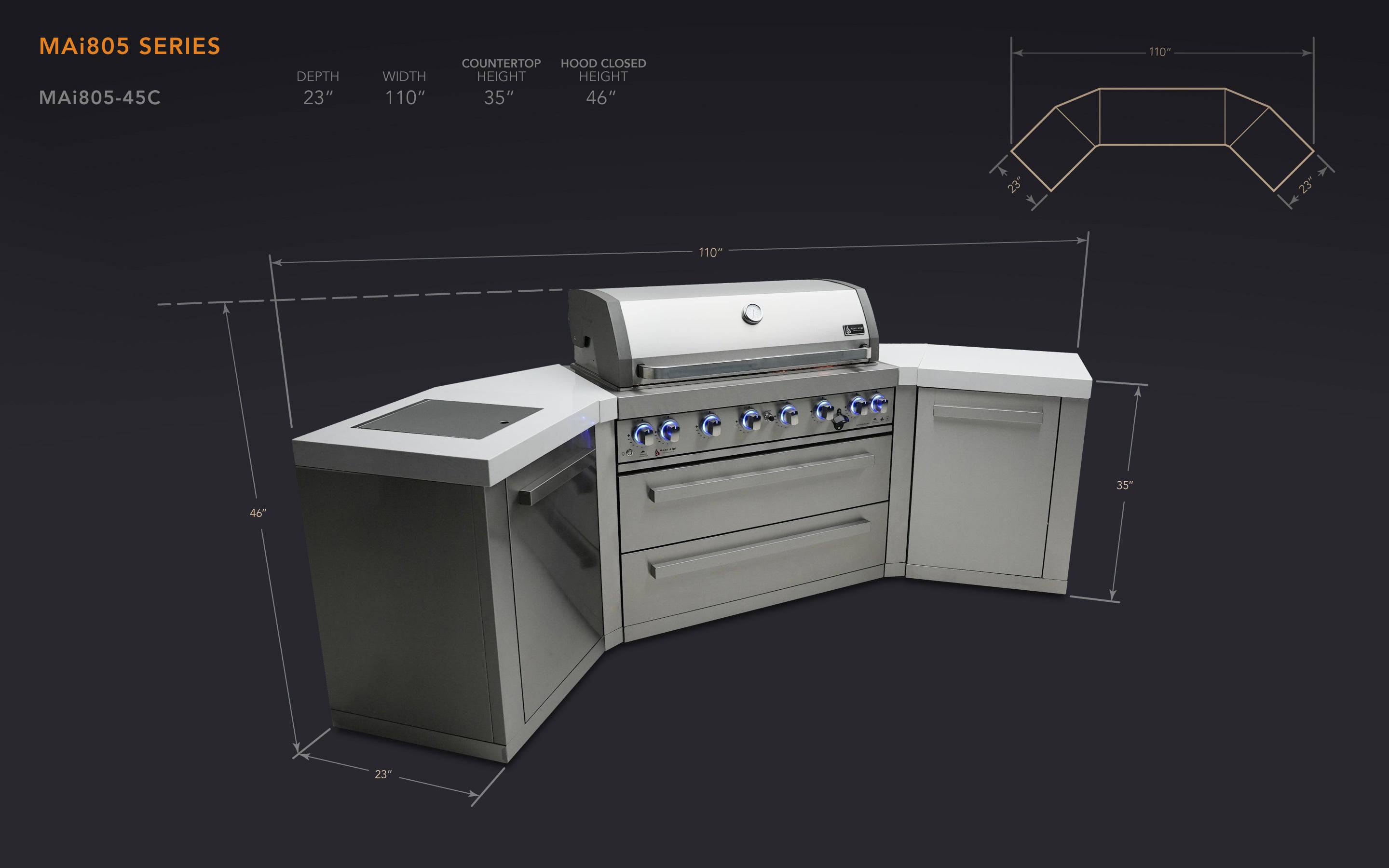 Mont Alpi 805 Island with 45 Degree Corners - Wheatland Fireplace