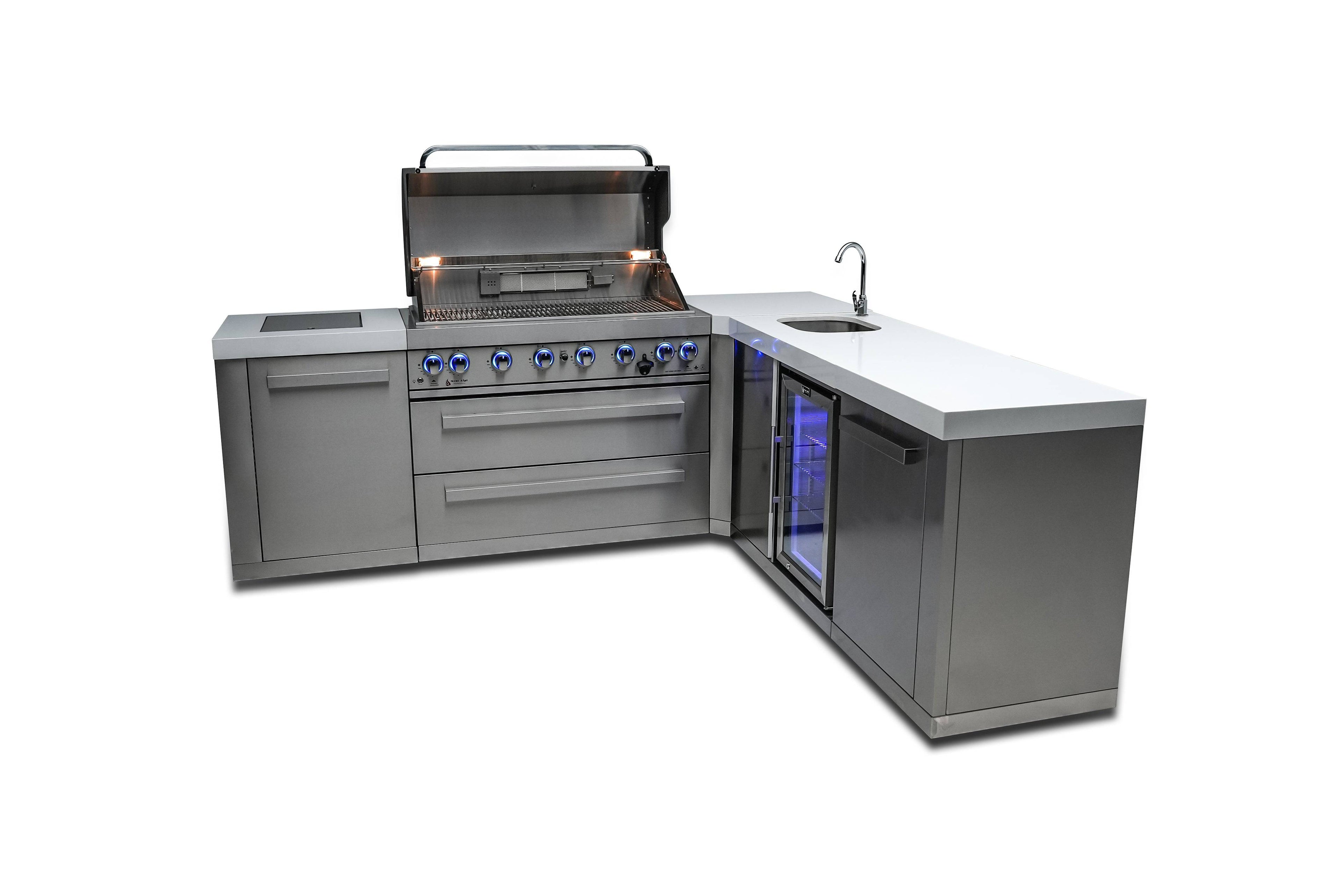 Mont Alpi 805 Island with a 90 Degree Corner and Beverage Center - Wheatland Fireplace