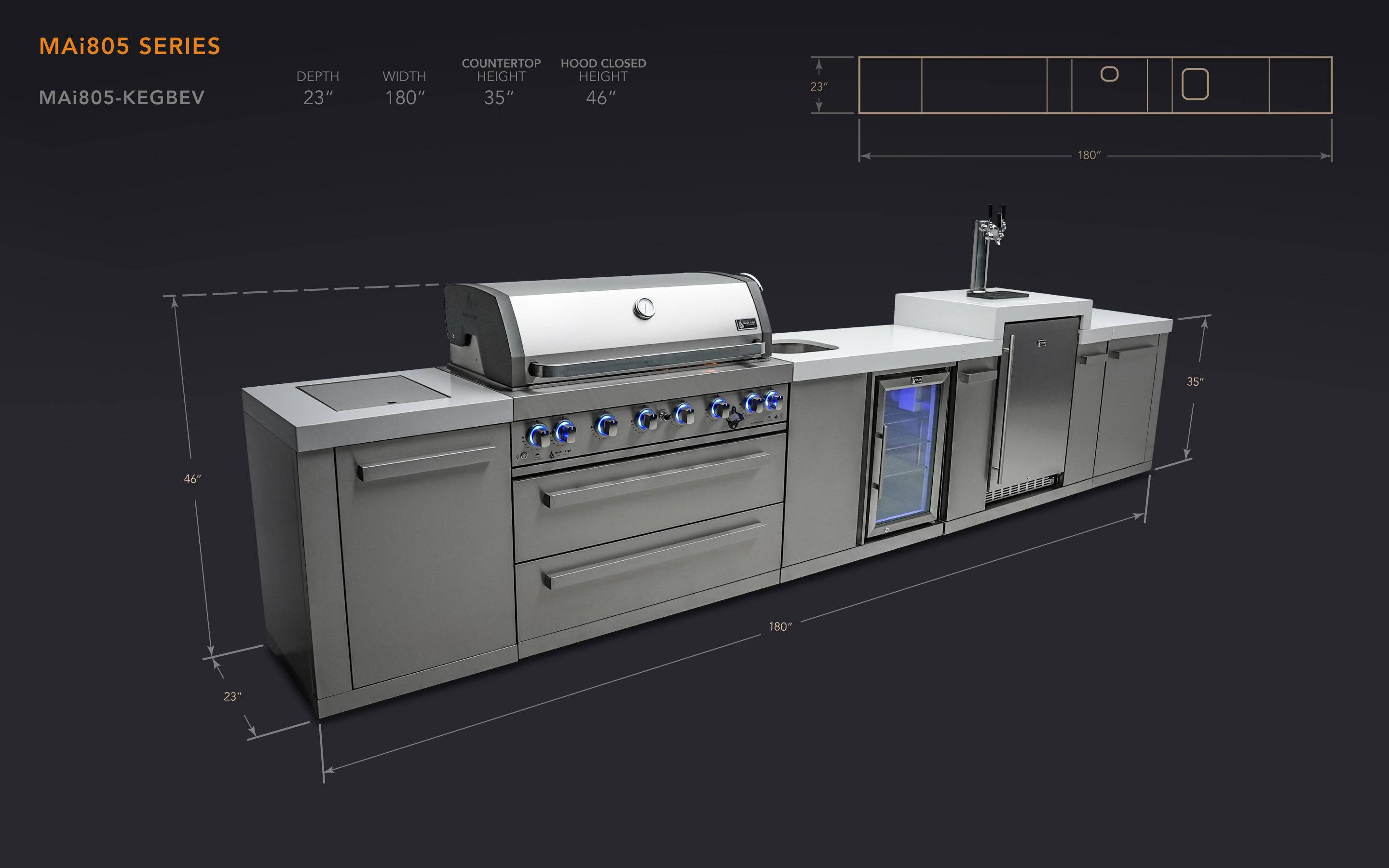 Mont Alpi 805 Island with a Kegerator and a Beverage Center - Wheatland Fireplace